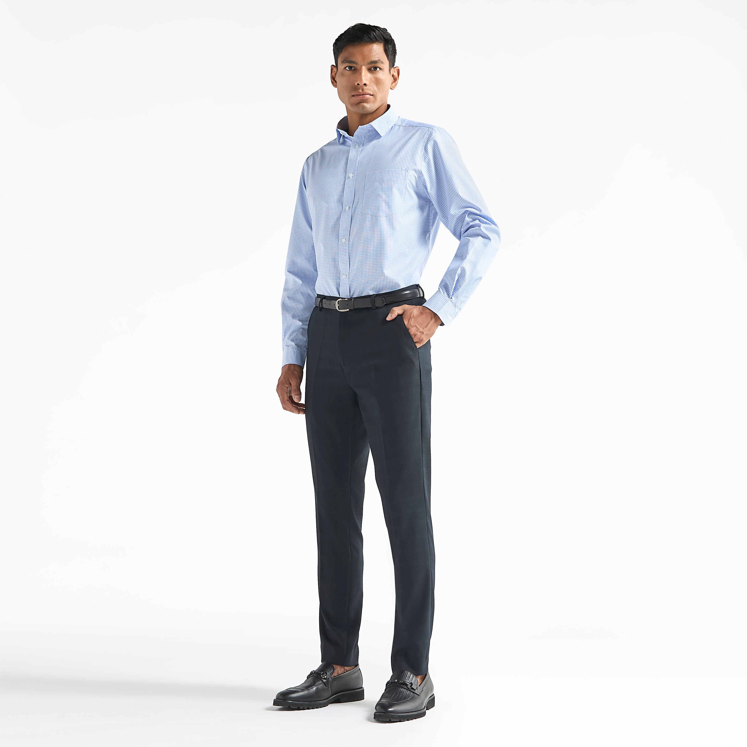 Regular Fit Checked Shirt with Chest Pocket-men-clothing-shirts-image-2