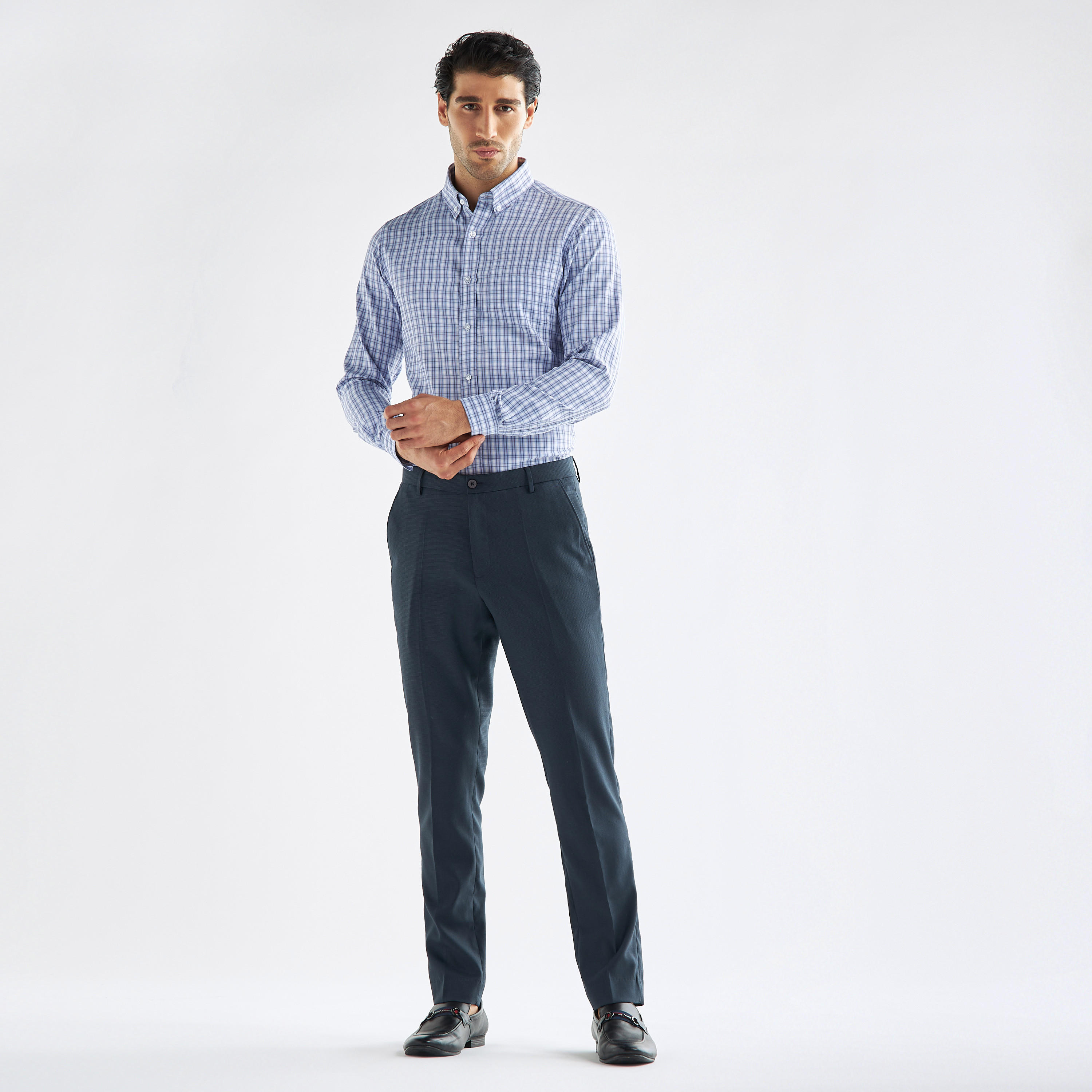 قميص مربعات بقصّة عادية وأكمام طويلة-men-clothing-shirts-image-2
