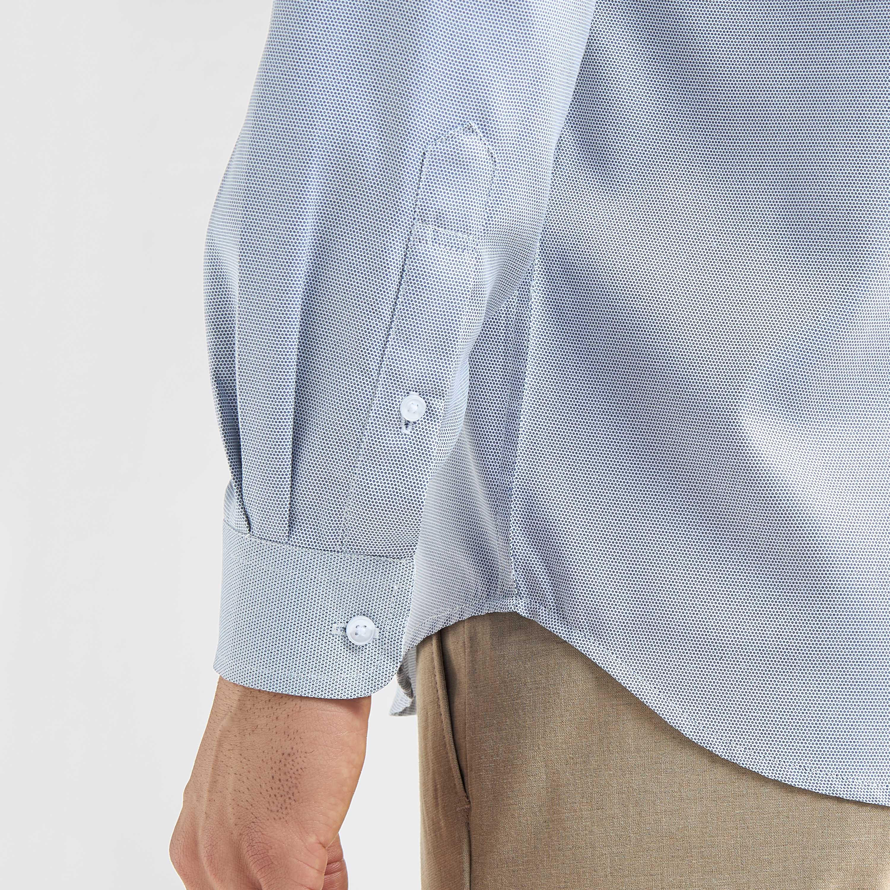 قميص بارز الملمس بقصة عادية وأكمام طويلة وجيب على الصدر-men-clothing-shirts-image-5