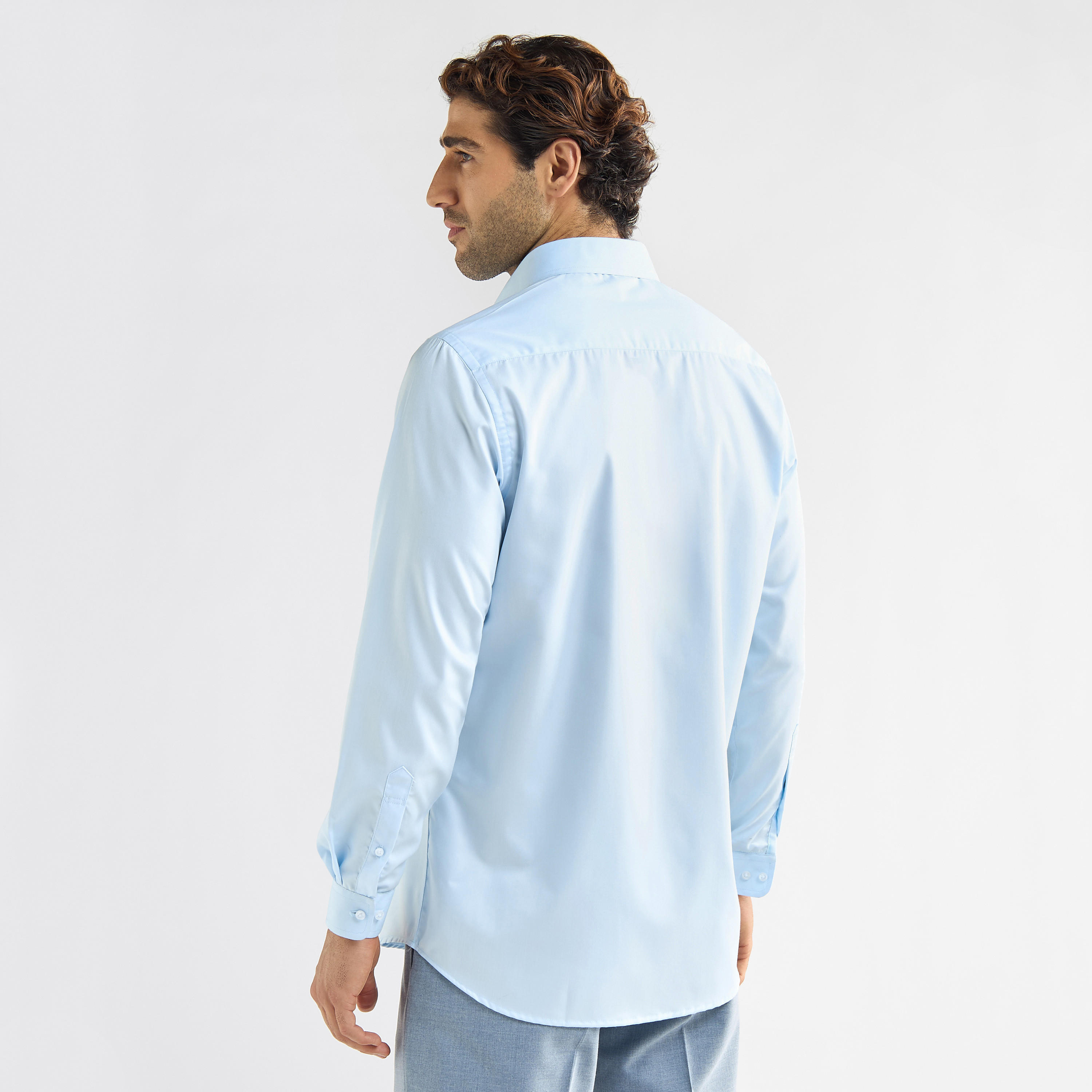Regular Fit Solid Shirt with Chest Pocket and Long Sleeves-men-clothing-shirts-image-3