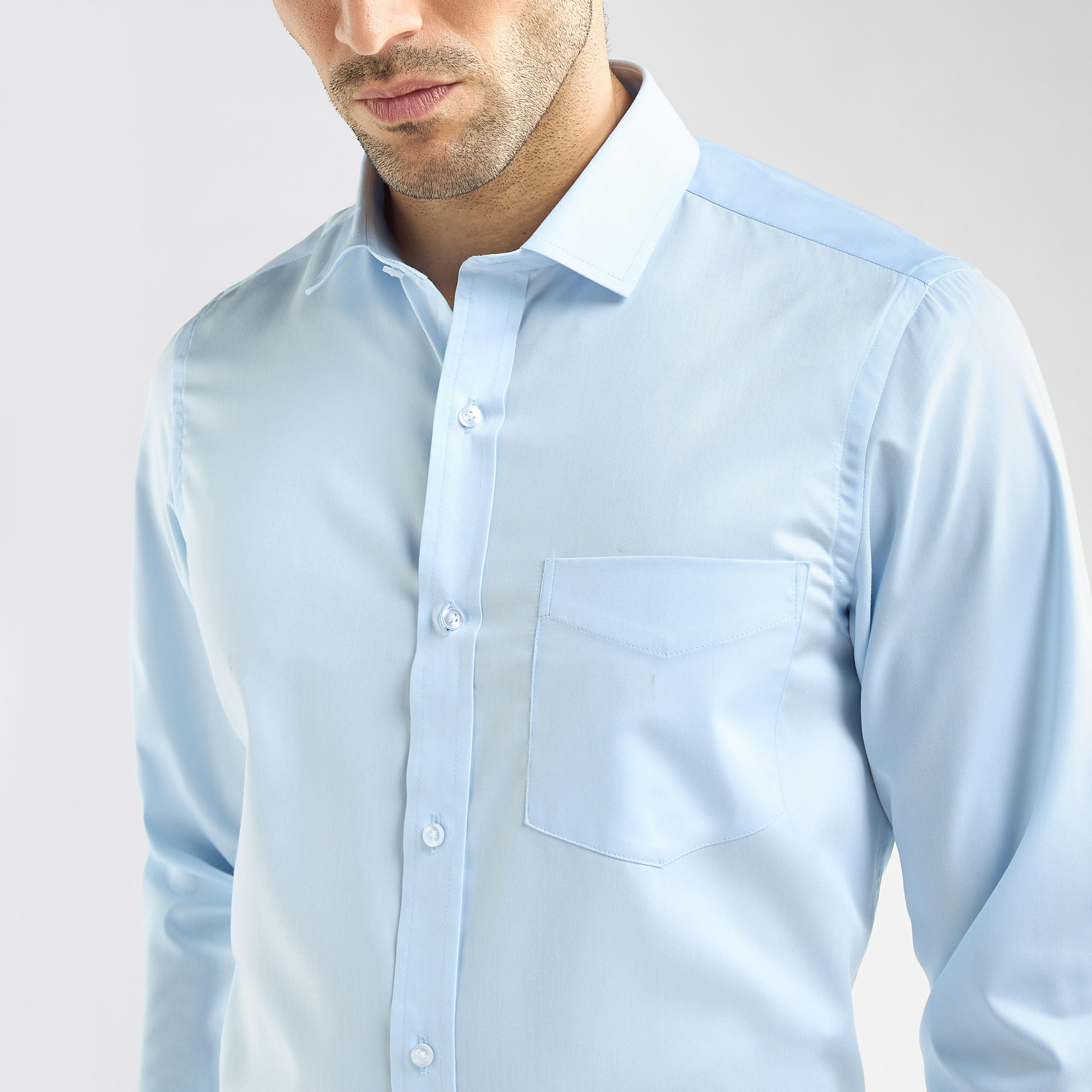 Regular Fit Solid Shirt with Chest Pocket and Long Sleeves-men-clothing-shirts-image-4