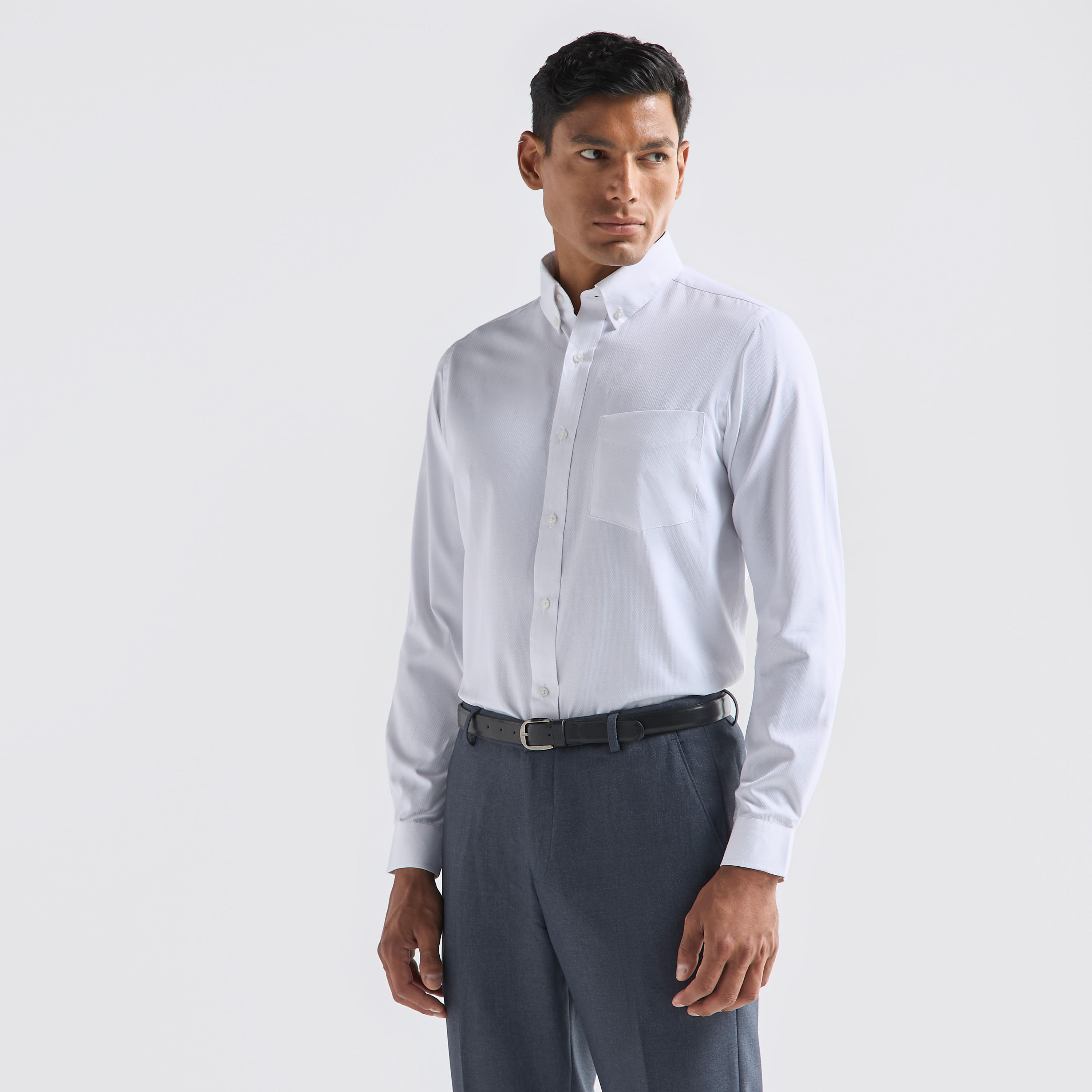 Regular Fit Textured Shirt with Long Sleeves and Pocket-men-clothing-shirts-image-1