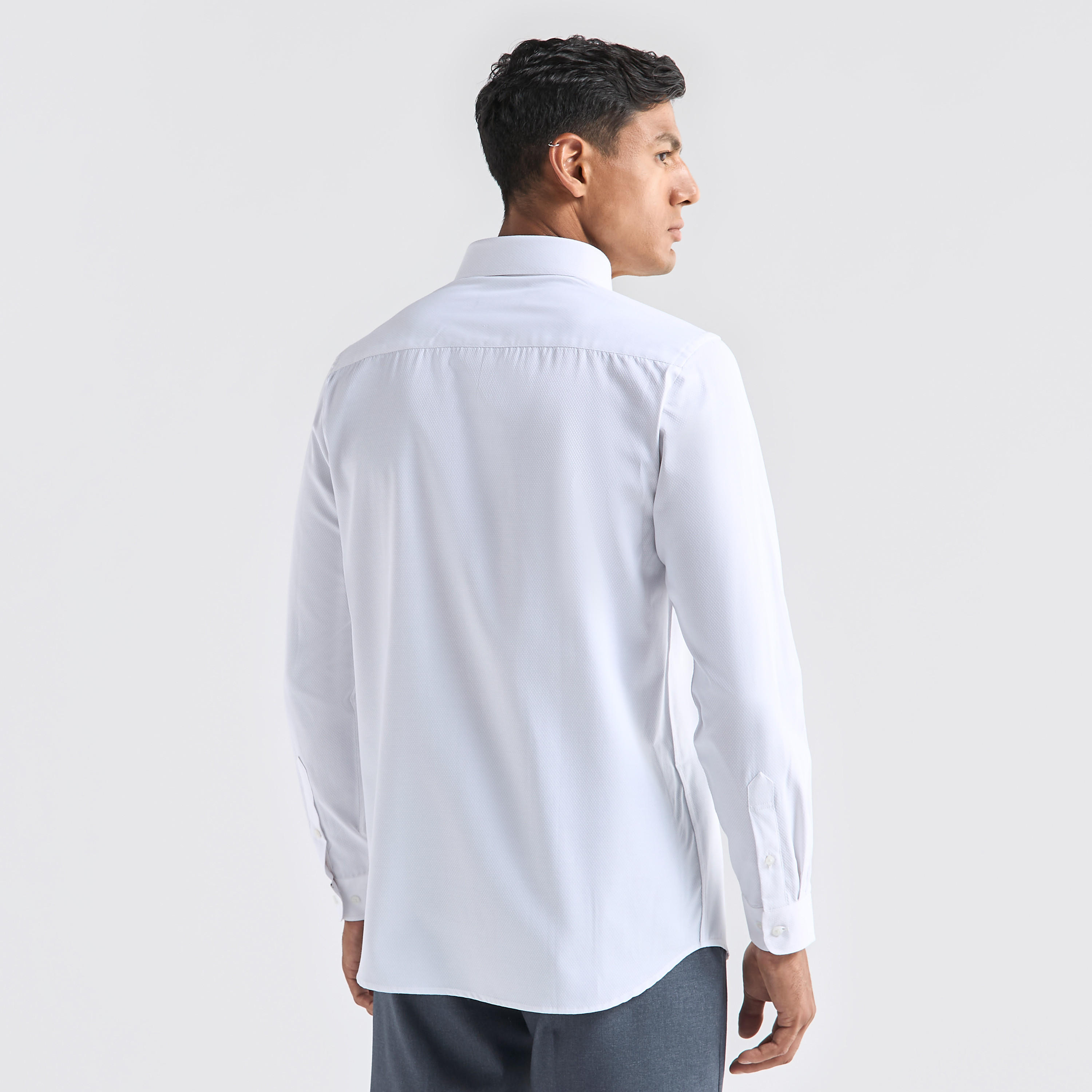 Regular Fit Textured Shirt with Long Sleeves and Pocket-men-clothing-shirts-image-3