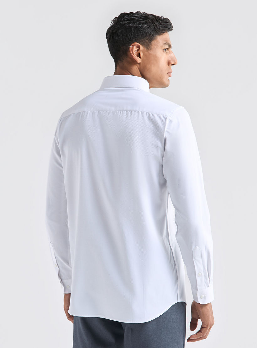 Regular Fit Textured Shirt with Long Sleeves and Pocket-men-clothing-shirts-image-3