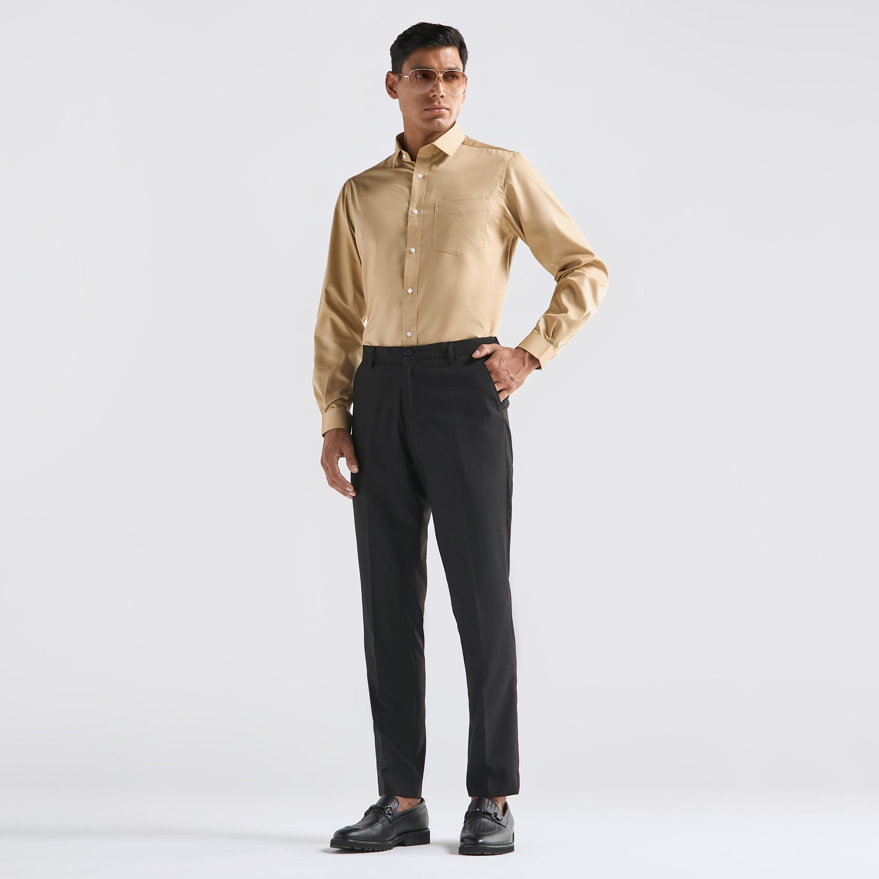 Solid Regular Fit Flexi Waist Trousers with Pockets-men-clothing-bottoms-trousersandchinos-trousers-image-2