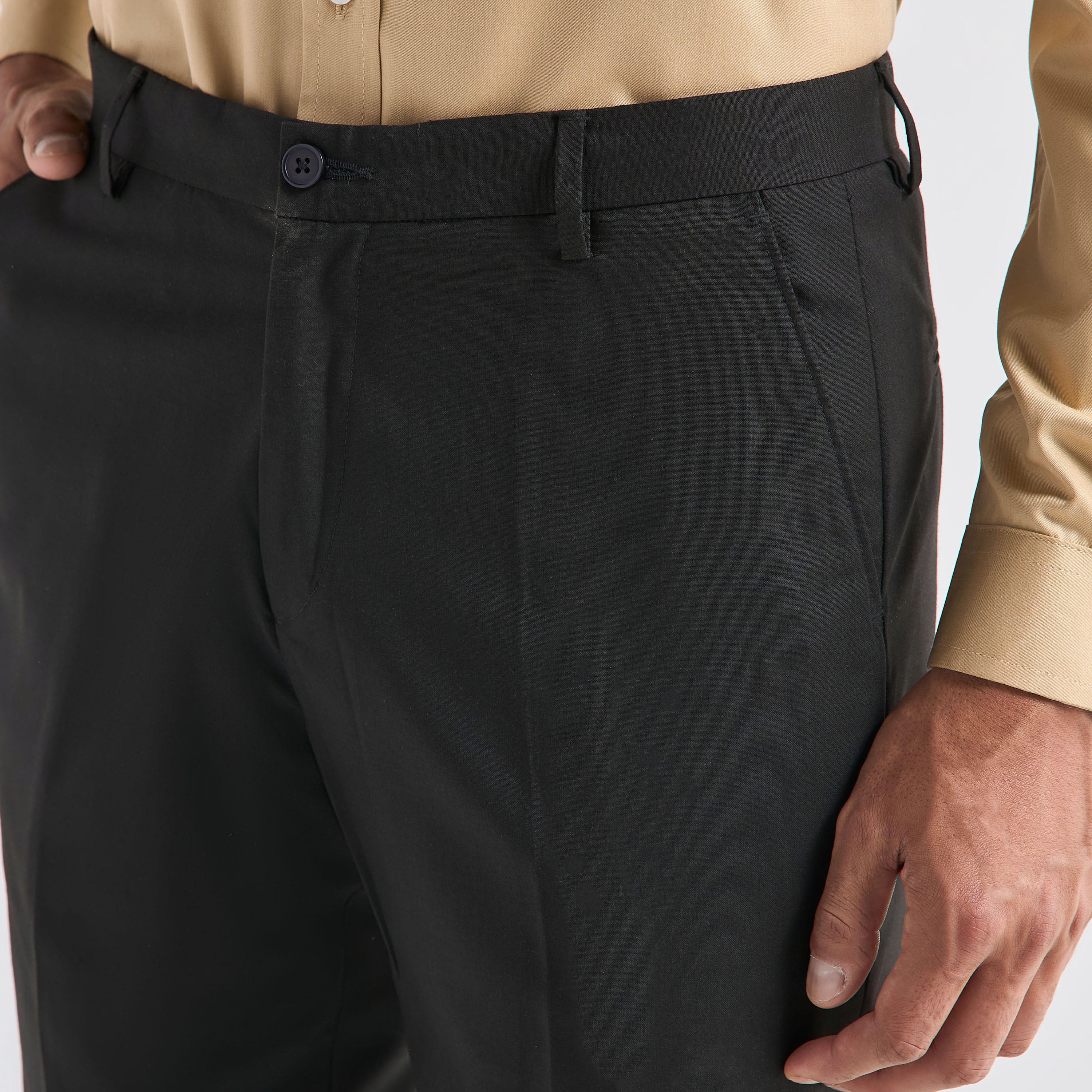 Solid Regular Fit Flexi Waist Trousers with Pockets-men-clothing-bottoms-trousersandchinos-trousers-image-4