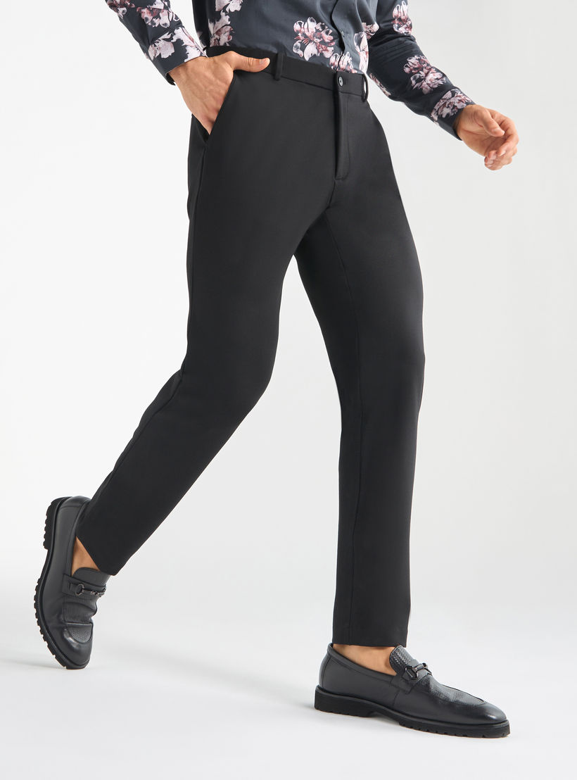Regular Fit Trousers with Pockets and Button Closure-men-clothing-bottoms-trousersandchinos-trousers-image-1