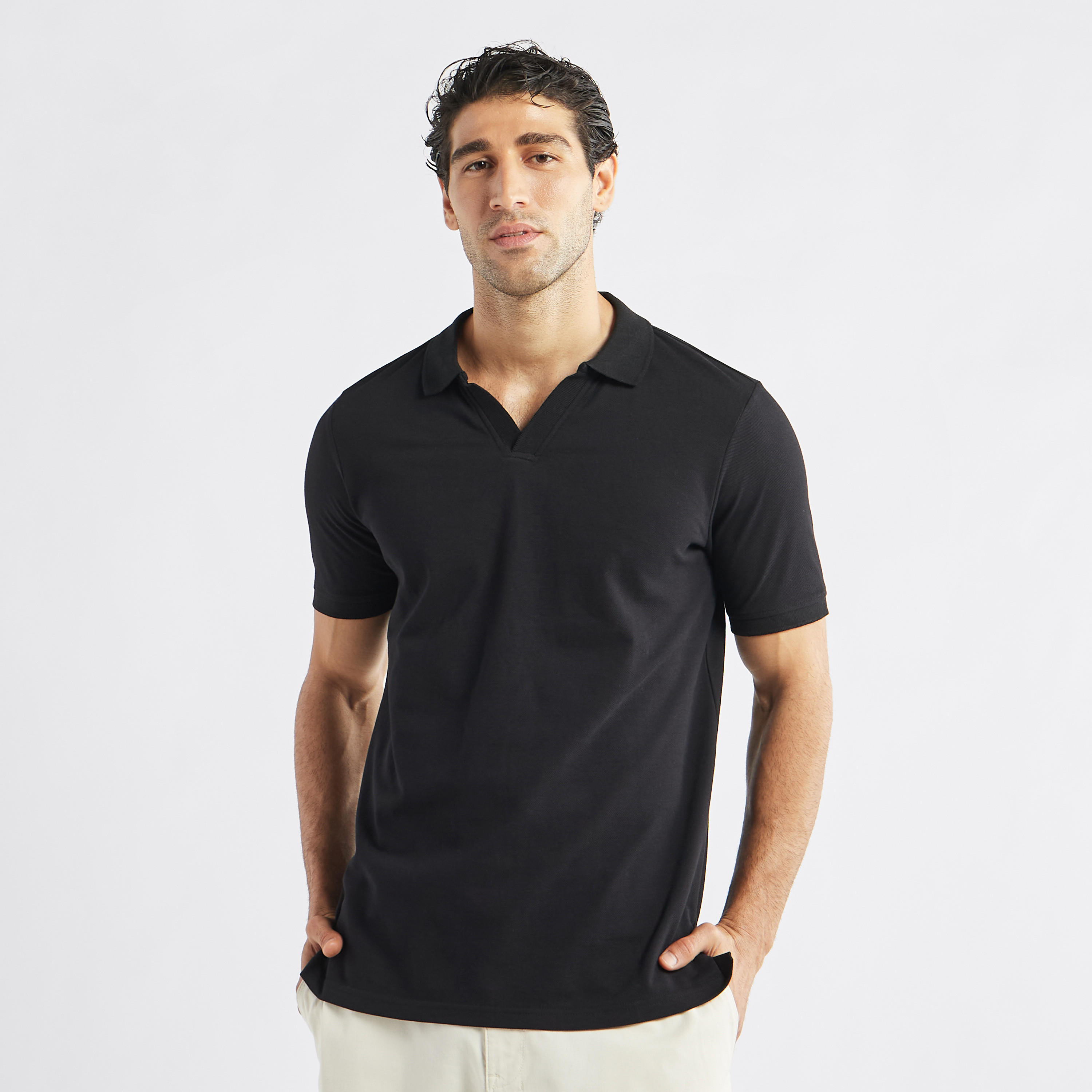 تيشيرت بولو سادة بأكمام قصيرة-men-clothing-tshirtsandpolos-polos-image-4