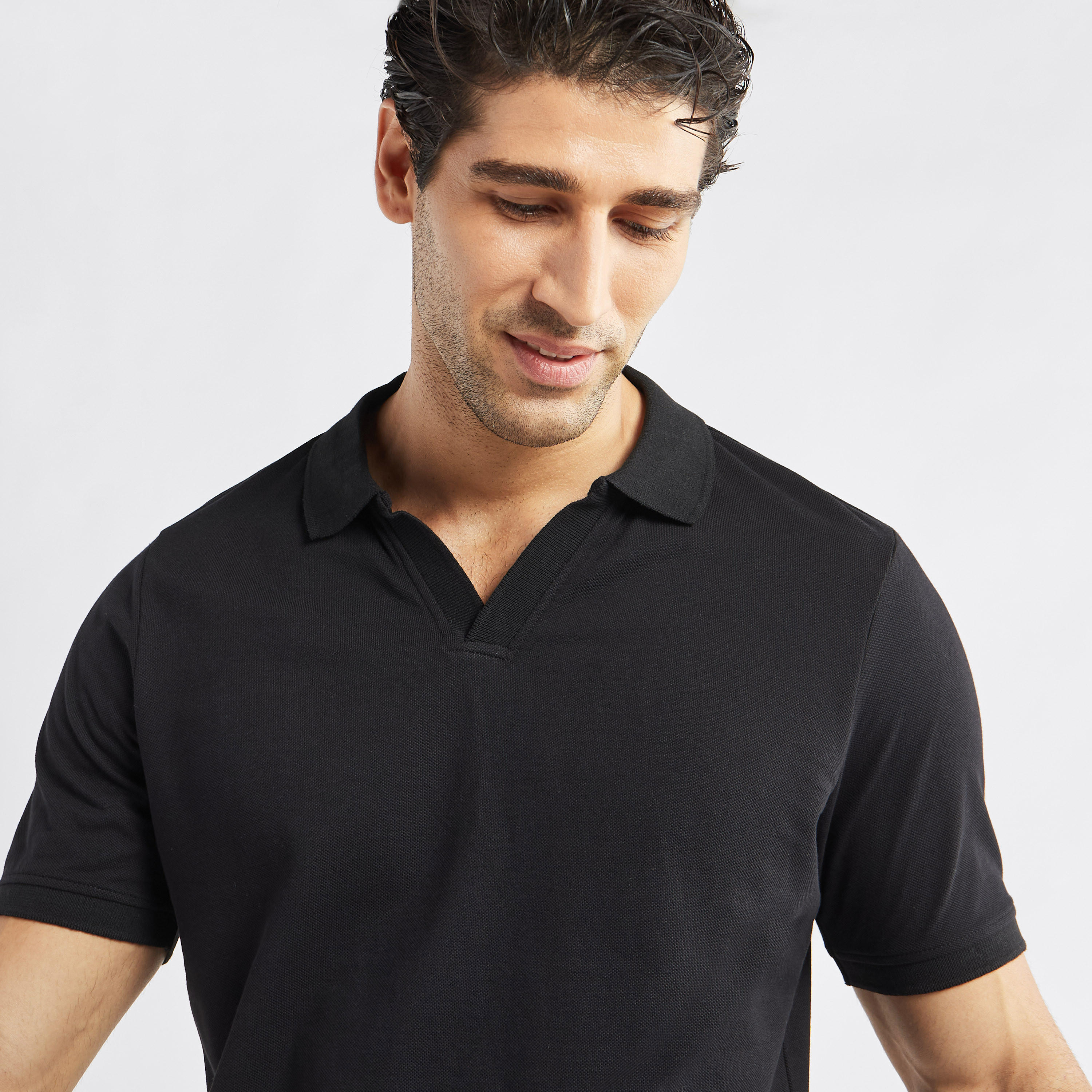 تيشيرت بولو سادة بأكمام قصيرة-men-clothing-tshirtsandpolos-polos-image-1