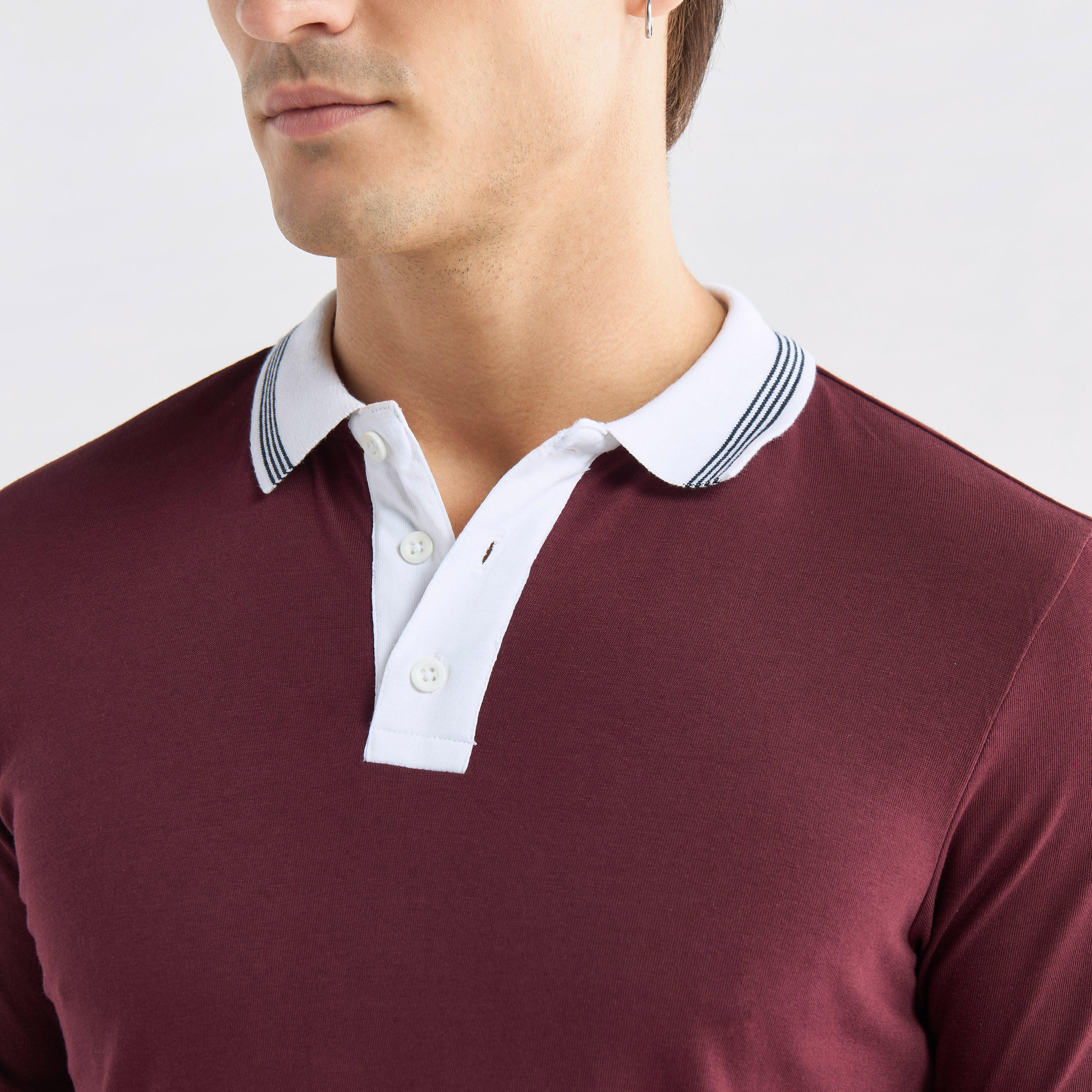 تيشيرت بولو بقوالب ملونة وأكمام قصيرة وأزرار إغلاق-men-clothing-tshirtsandpolos-polos-image-4