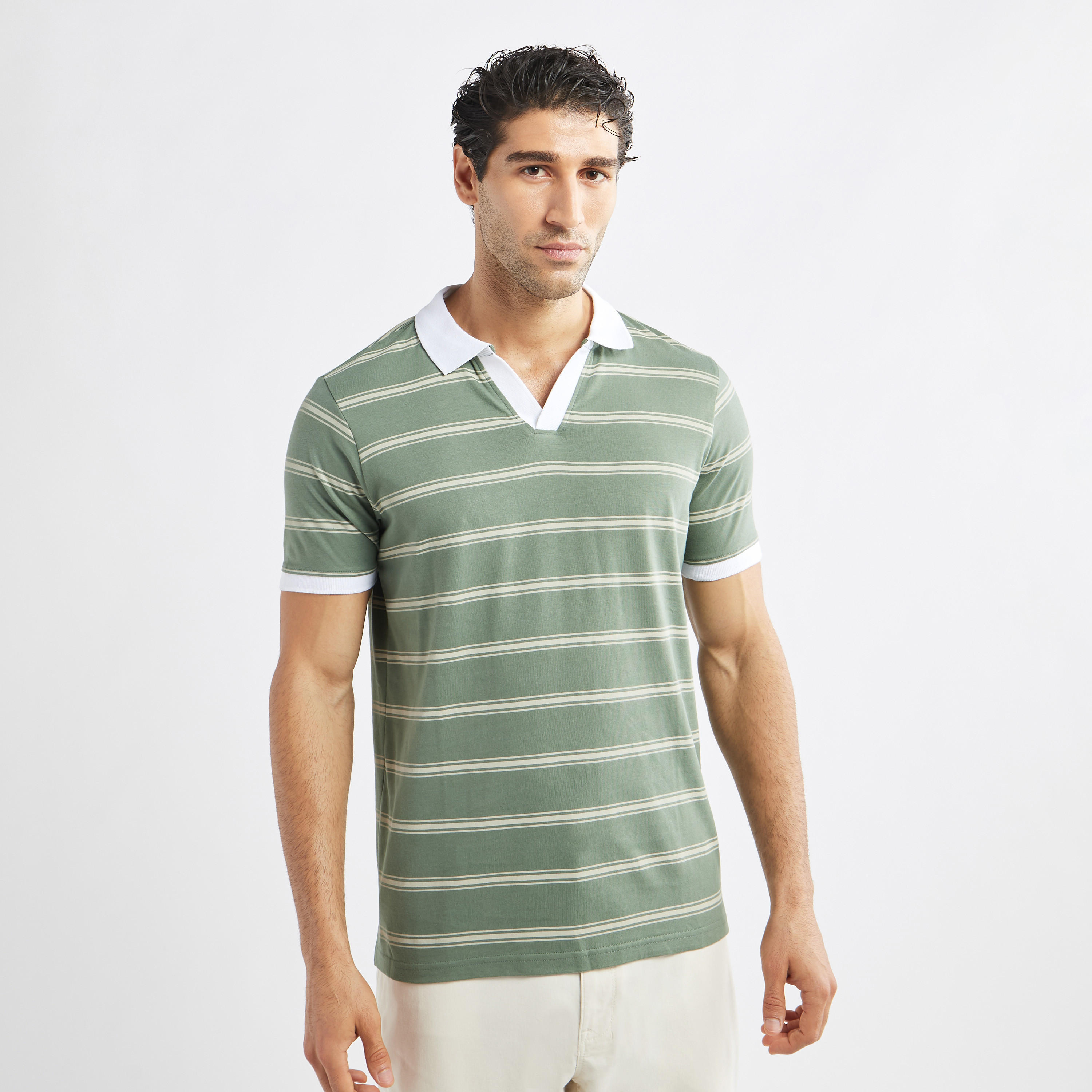 تيشيرت بولو مخطط بأكمام قصيرة-men-clothing-tshirtsandpolos-polos-image-1