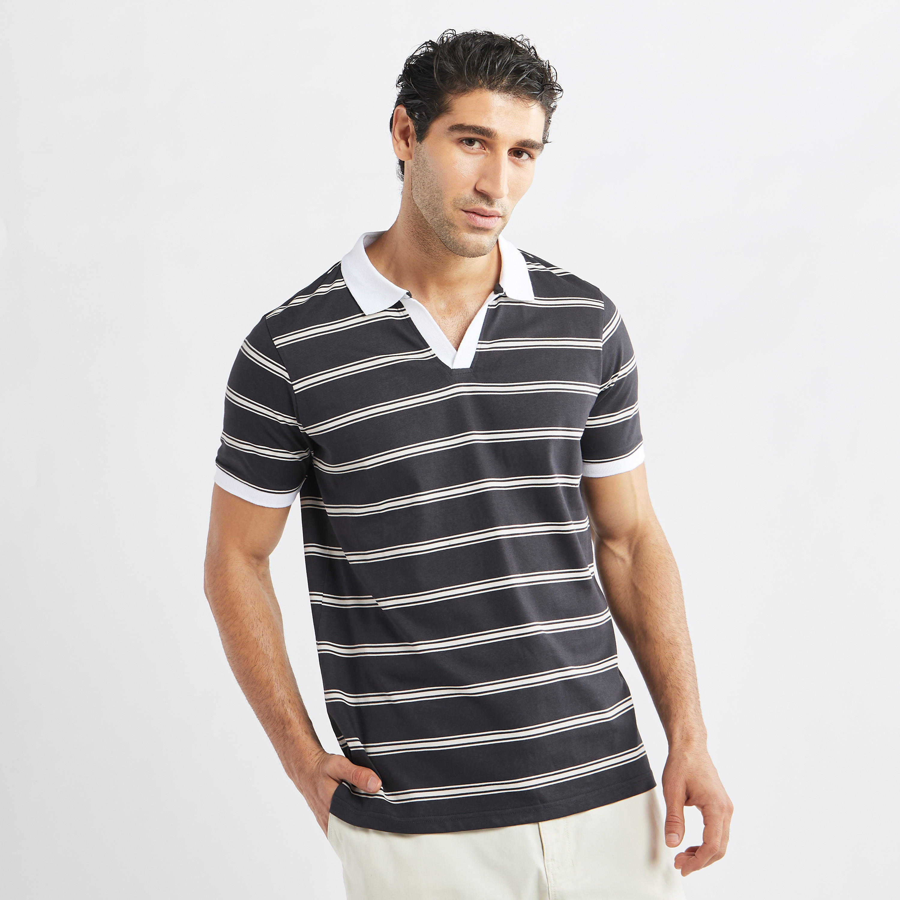 تيشيرت بولو مخطط بأكمام قصيرة-men-clothing-tshirtsandpolos-polos-image-13