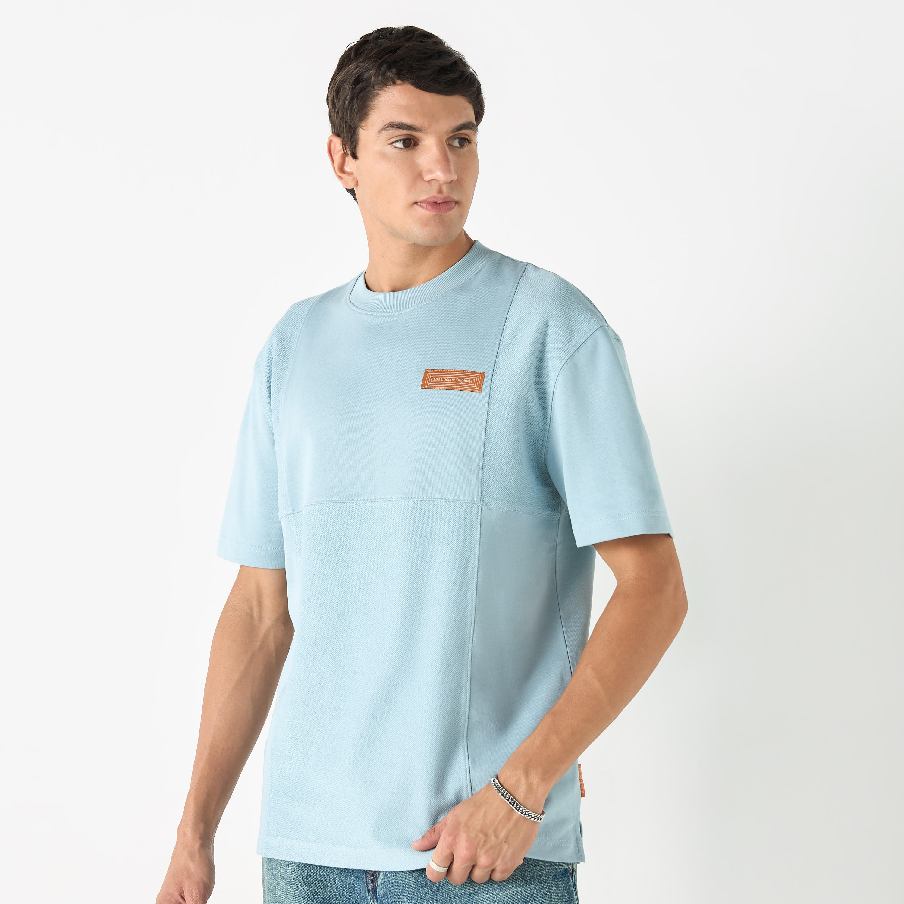 Lee Cooper Logo Applique T-shirt with Short Sleeves-men-clothing-tshirtsandpolos-tshirts-image-1