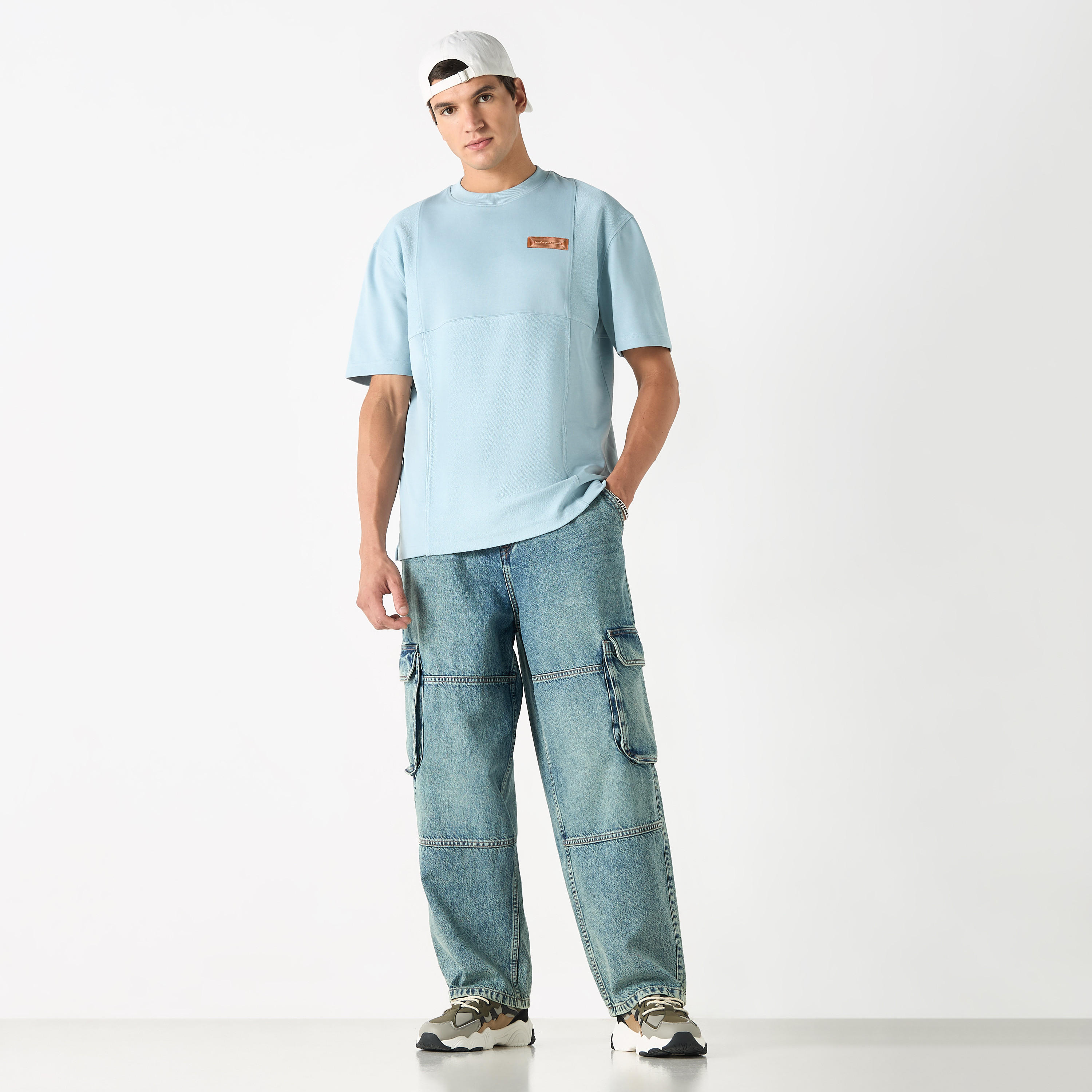 Lee Cooper Logo Applique T-shirt with Short Sleeves-men-clothing-tshirtsandpolos-tshirts-image-2