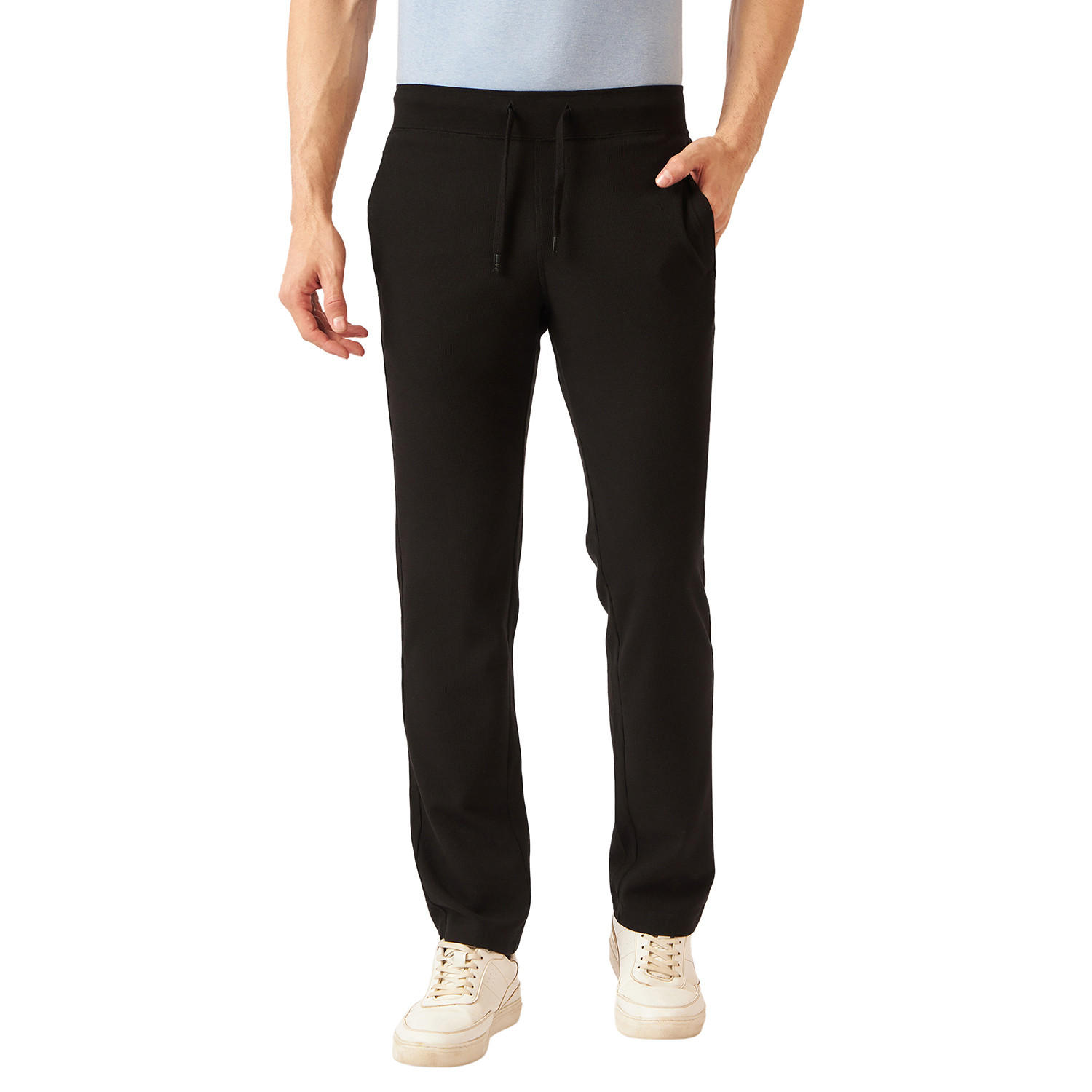 Fahrenheit Textured Track Pants with Drawstring Closure and Pockets-men-clothing-bottoms-joggers-image-1