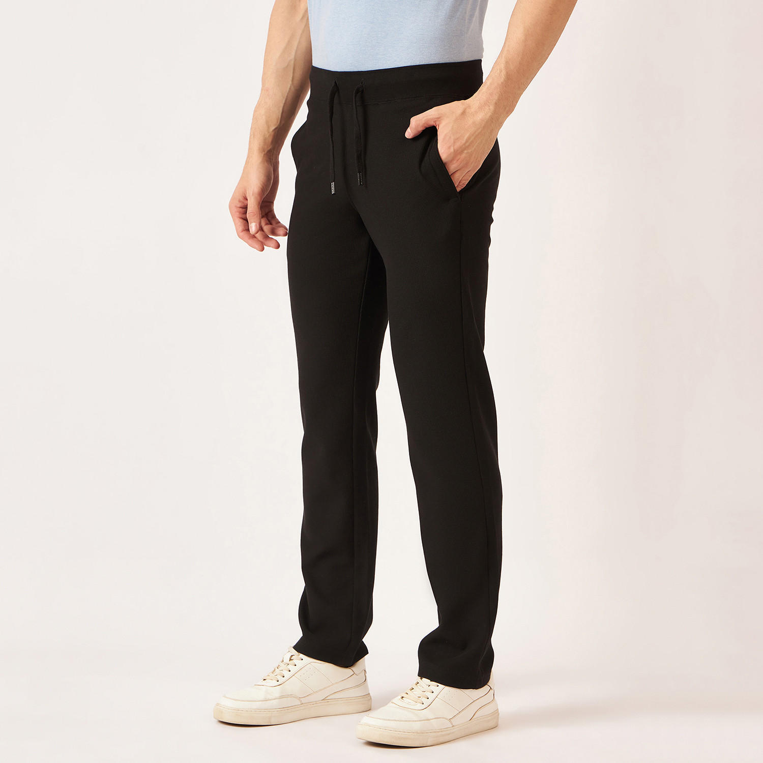 Fahrenheit Textured Track Pants with Drawstring Closure and Pockets-men-clothing-bottoms-joggers-image-3