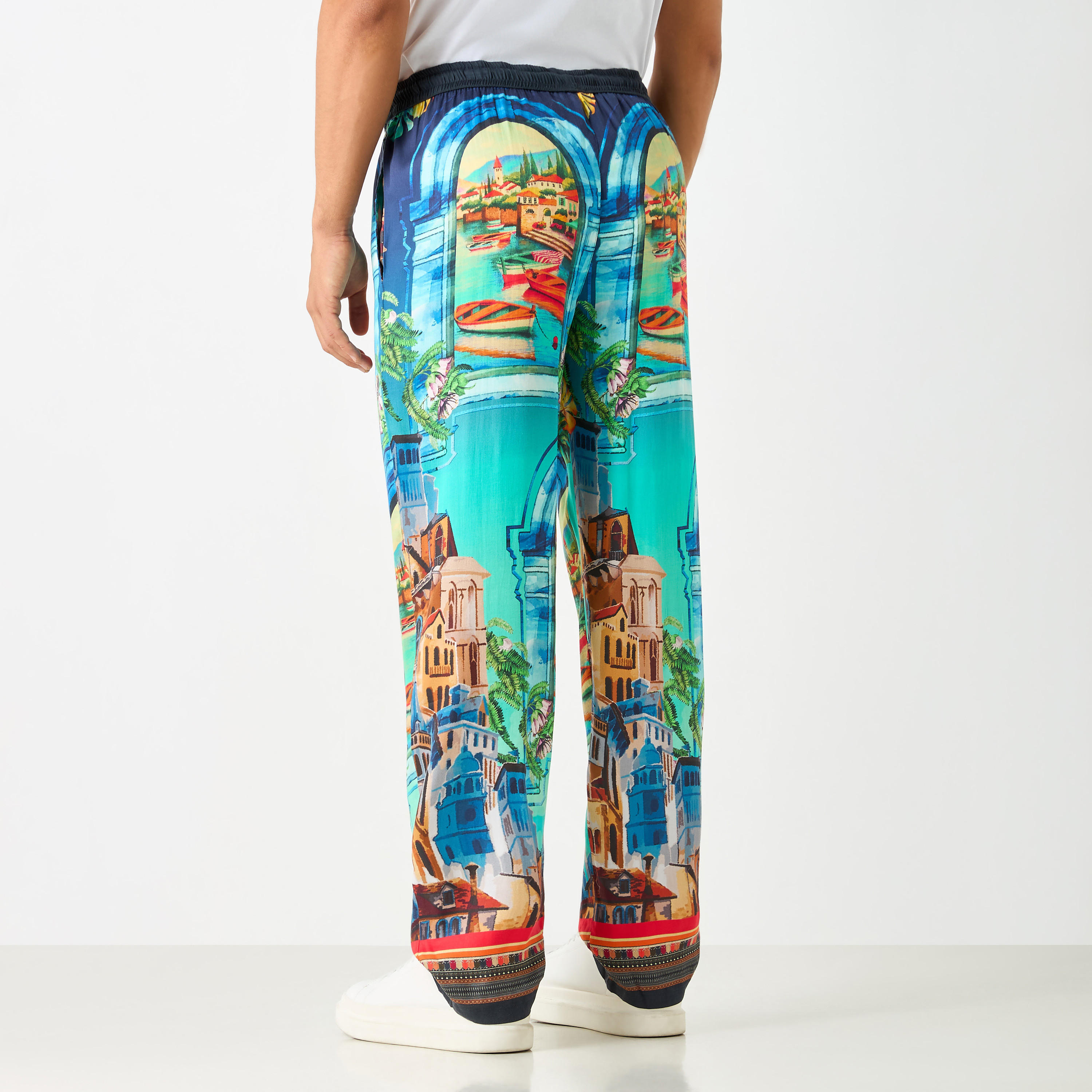 Graphic Print Pants with Drawstring Closure and Pockets-men-clothing-bottoms-trousersandchinos-trousers-image-2