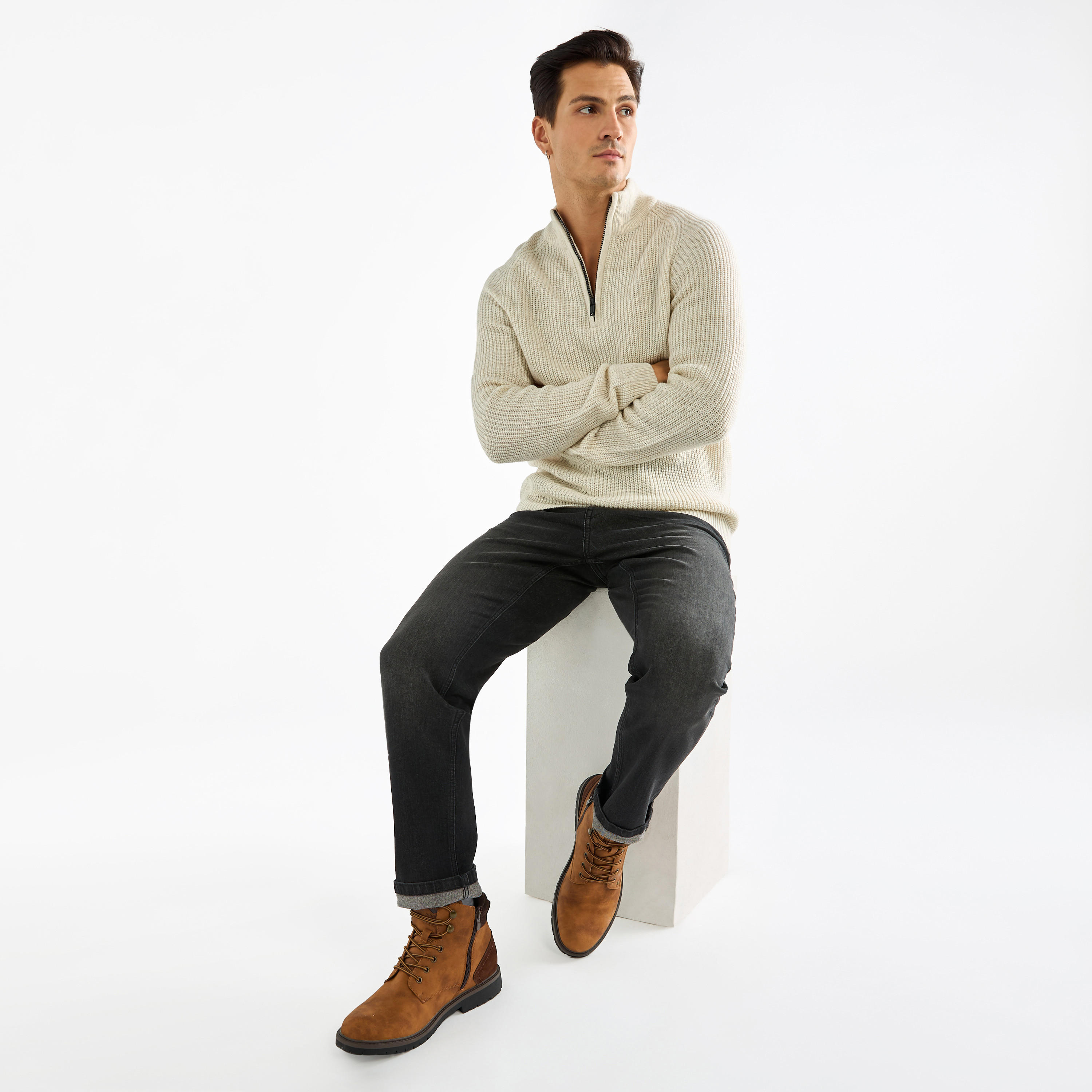 كنزة بارز الملمس بياقة عالية وسحّاب إغلاق-men-clothing-sweatersandpullovers-image-10