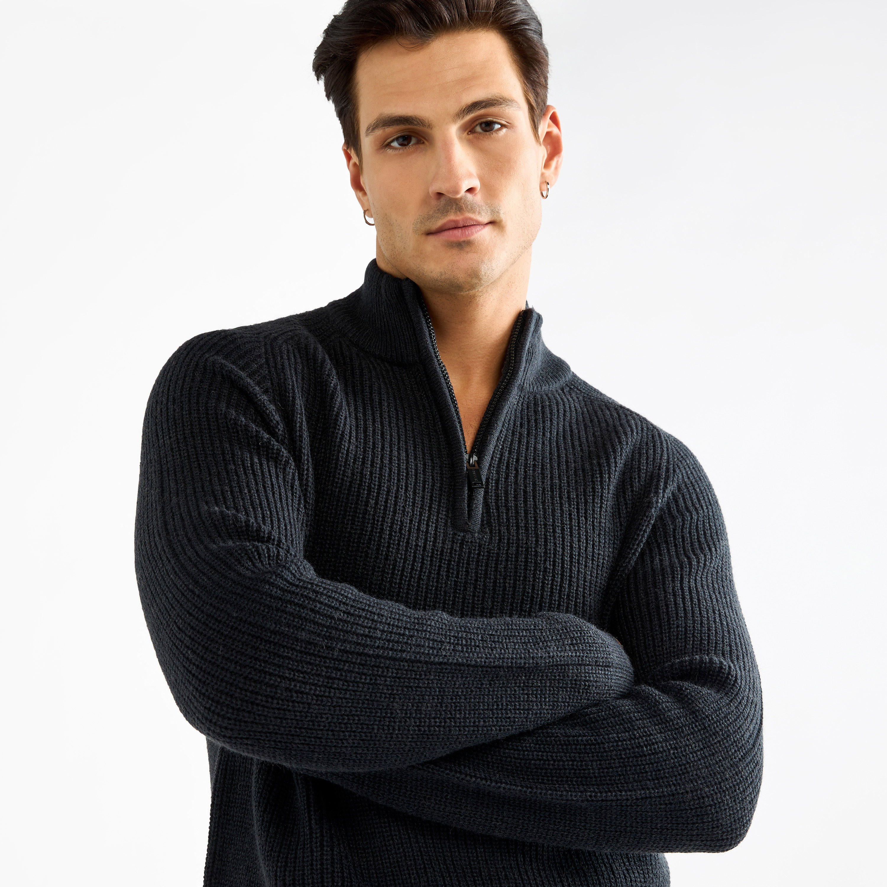 كنزة بارز الملمس بياقة عالية وسحّاب إغلاق-men-clothing-sweatersandpullovers-image-8