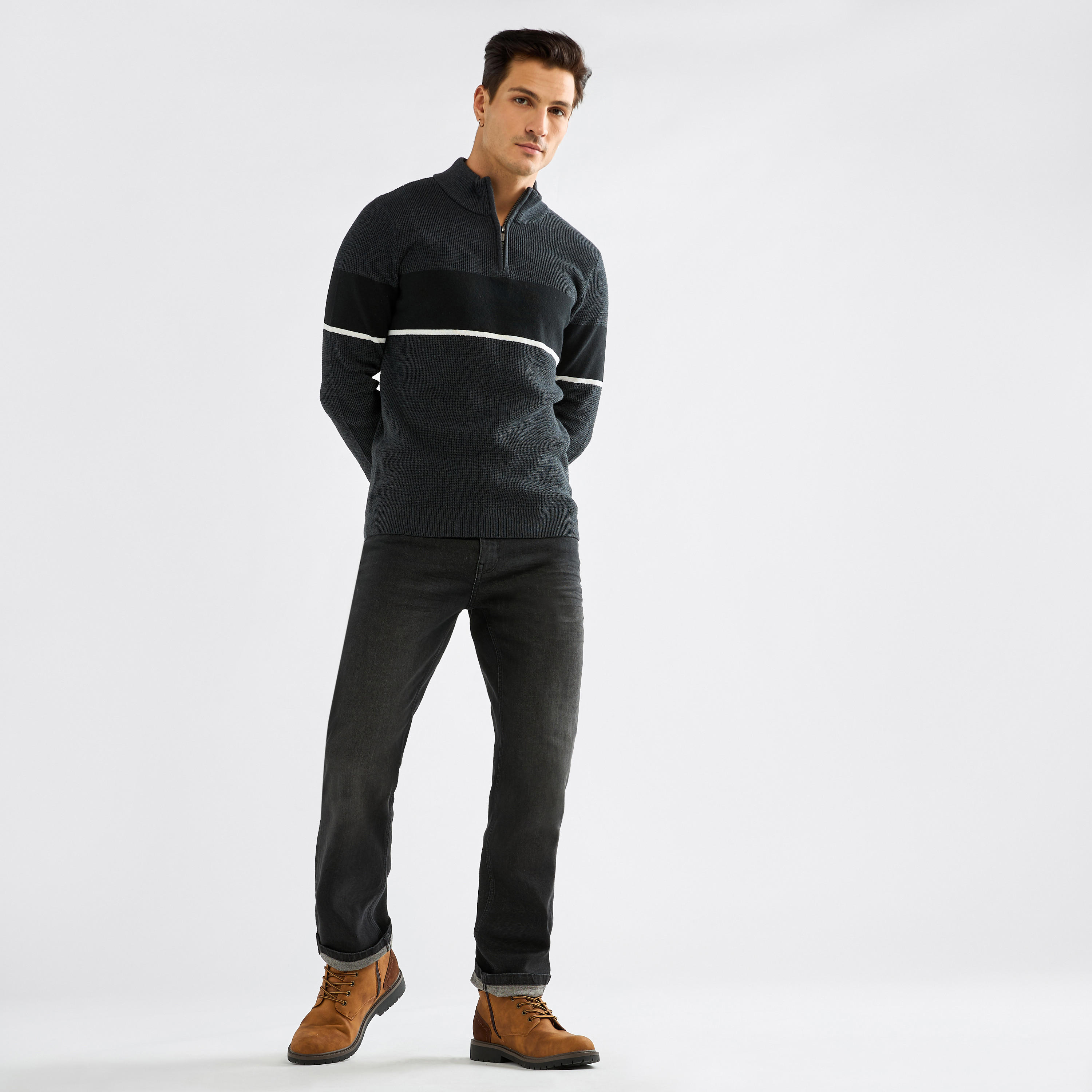 سويت شيرت بقوالب ملونة وأكمام طويلة وسحاب إغلاق-men-winterwear-hoodiesandsweatshirts-image-2