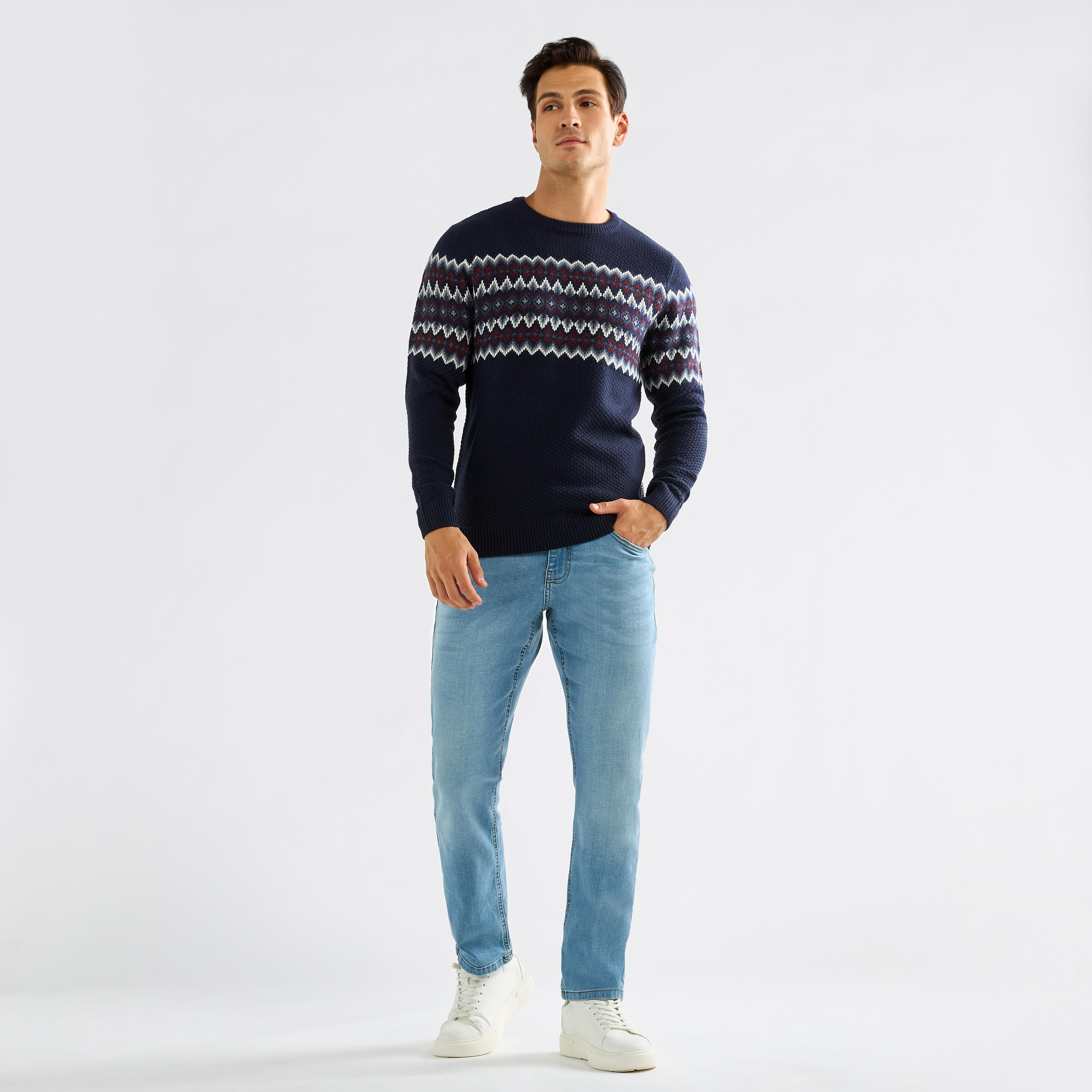 كنزة بارزة الملمس بياقة ضيقة وأكمام طويلة-men-clothing-sweatersandpullovers-image-6
