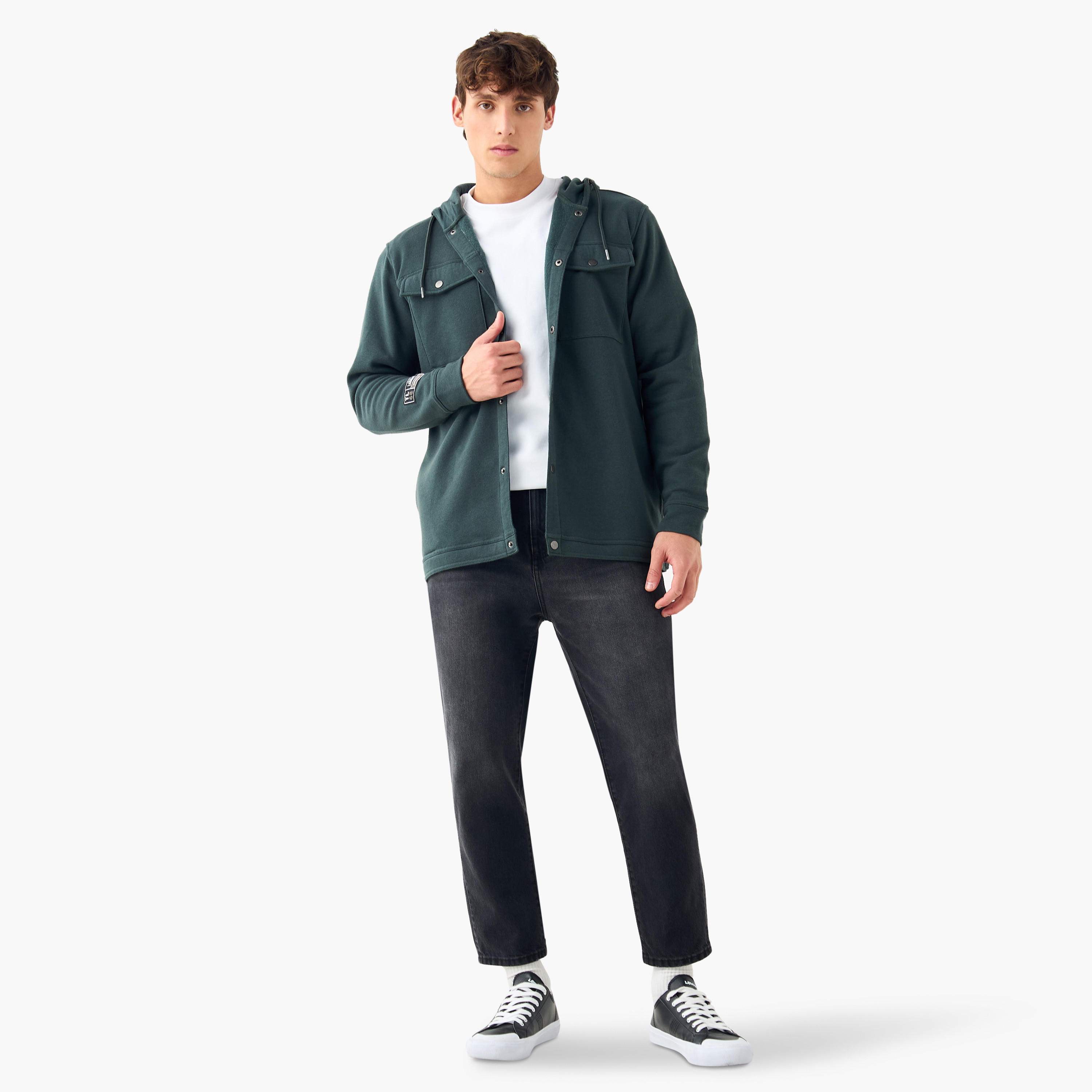 Textured Shirt with Hood and Chest Pockets-men-clothing-shirts-image-2