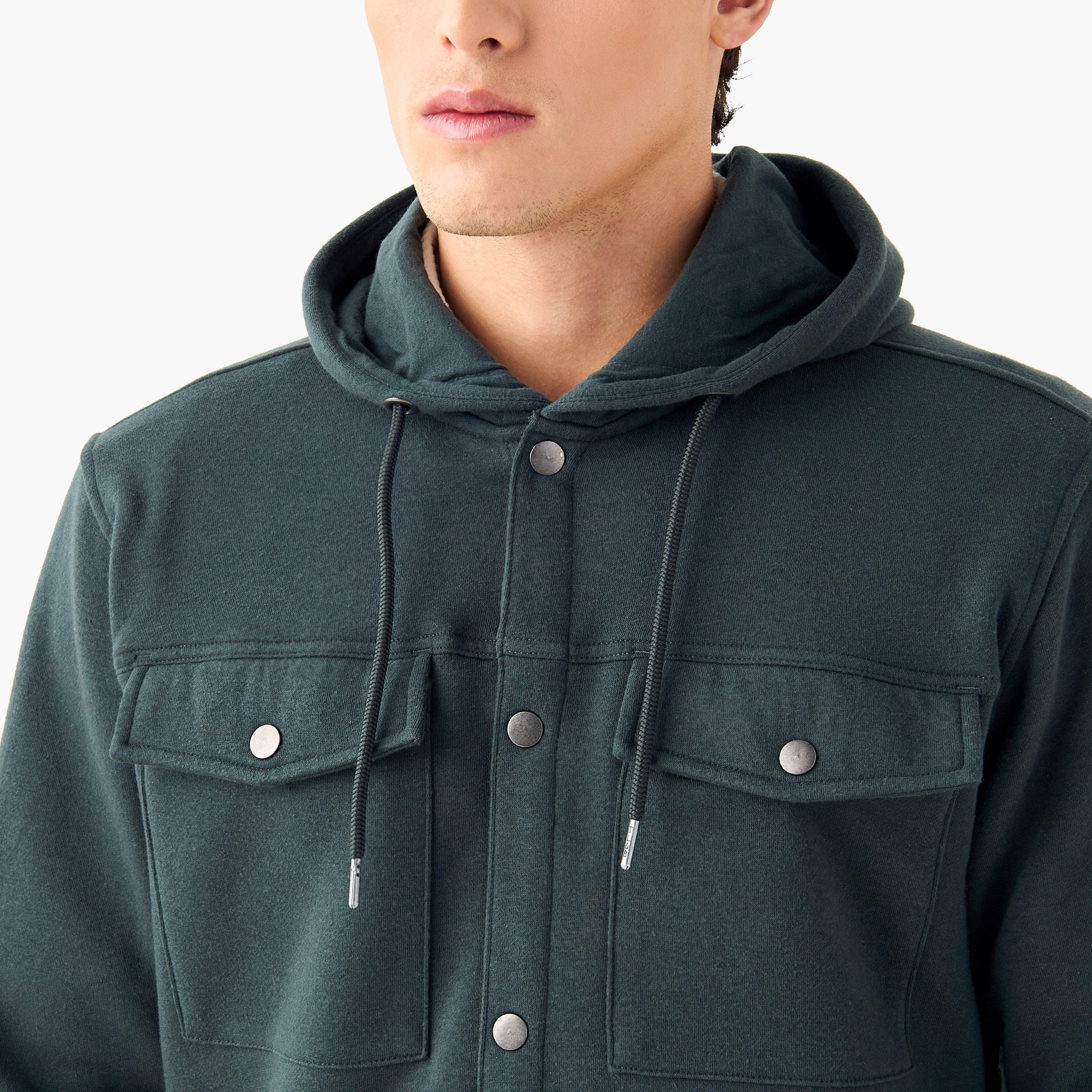 Textured Shirt with Hood and Chest Pockets-men-clothing-shirts-image-4