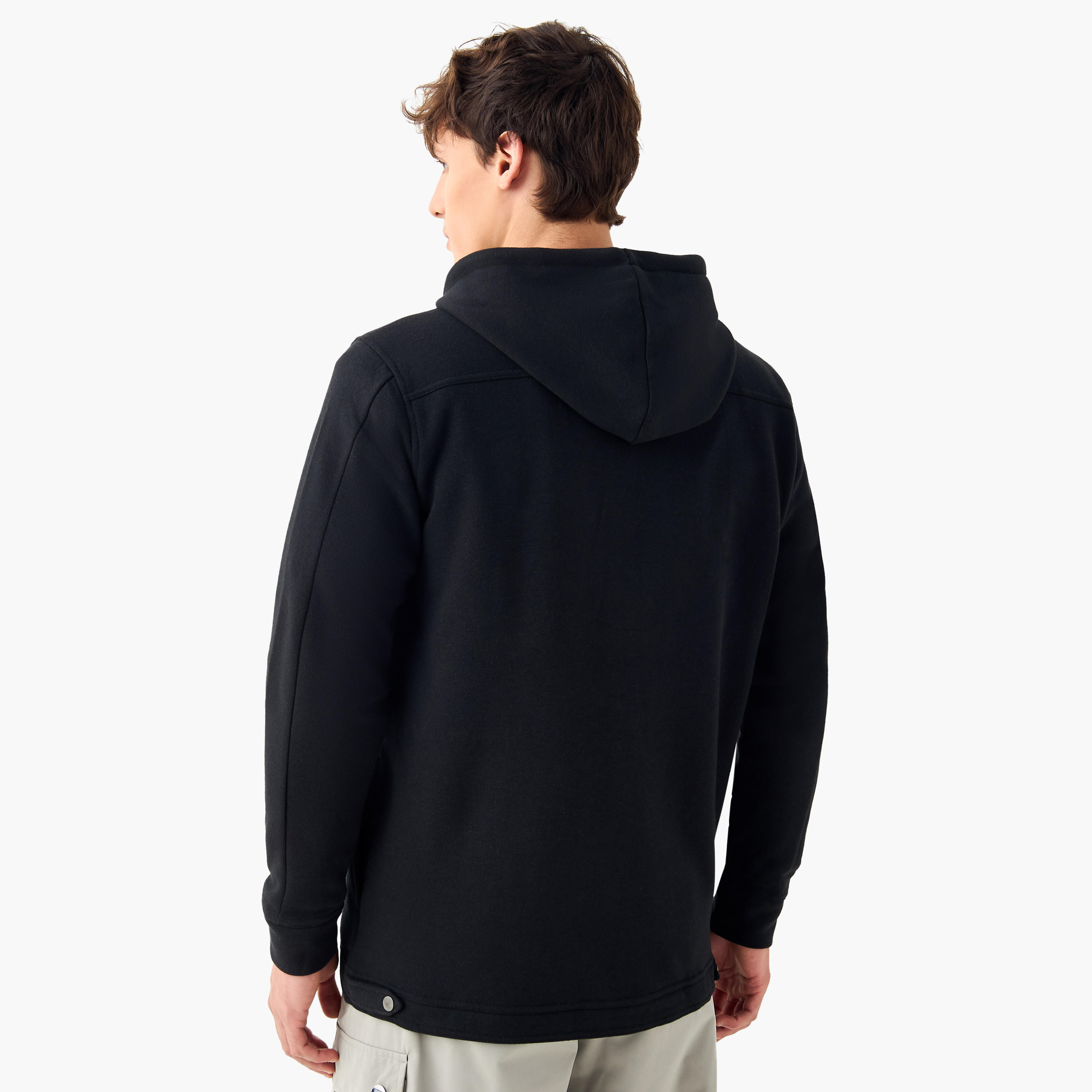 قميص بارز الملمس بجيوب على الصدر وقبعة-men-clothing-shirts-image-8