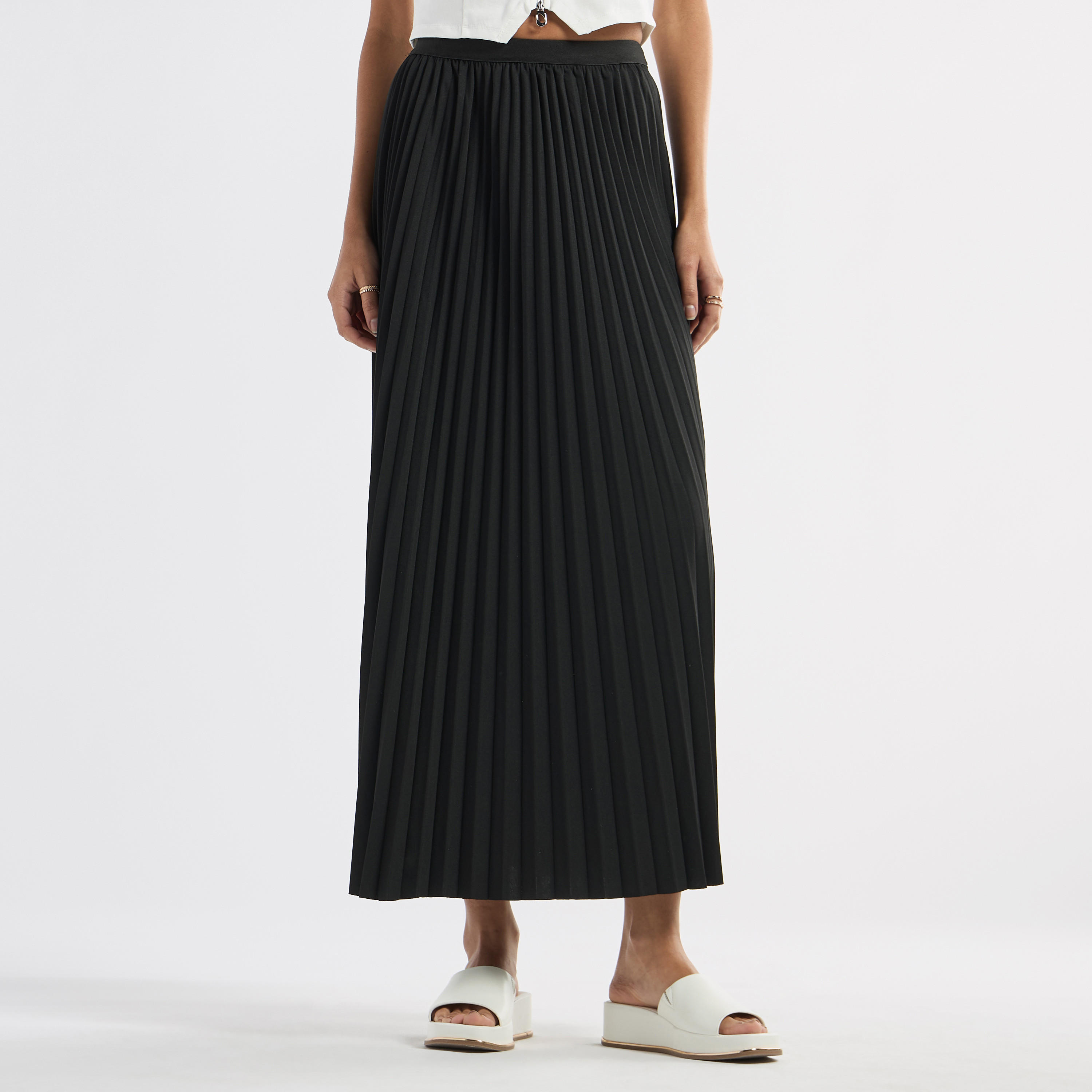 تنورة إيه لاين بكشكش وخصر مطاطي-women-clothing-bottoms-skirts-image-1