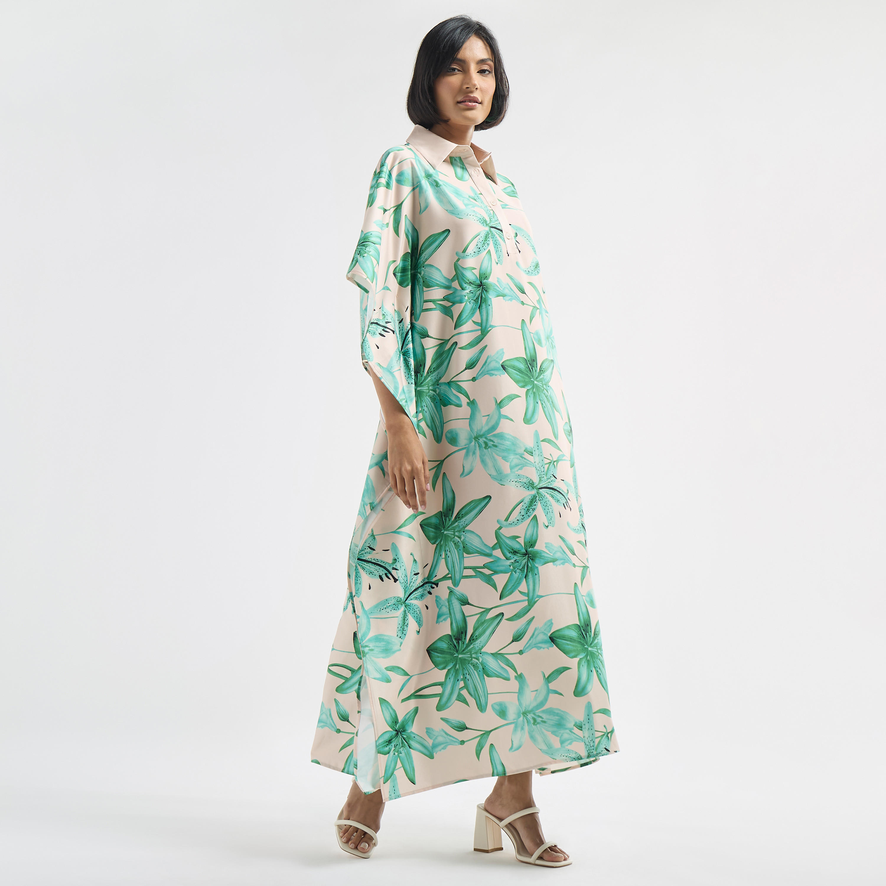 فستان قفطان بياقة وطبعات أزهار-women-clothing-dresses-image-2