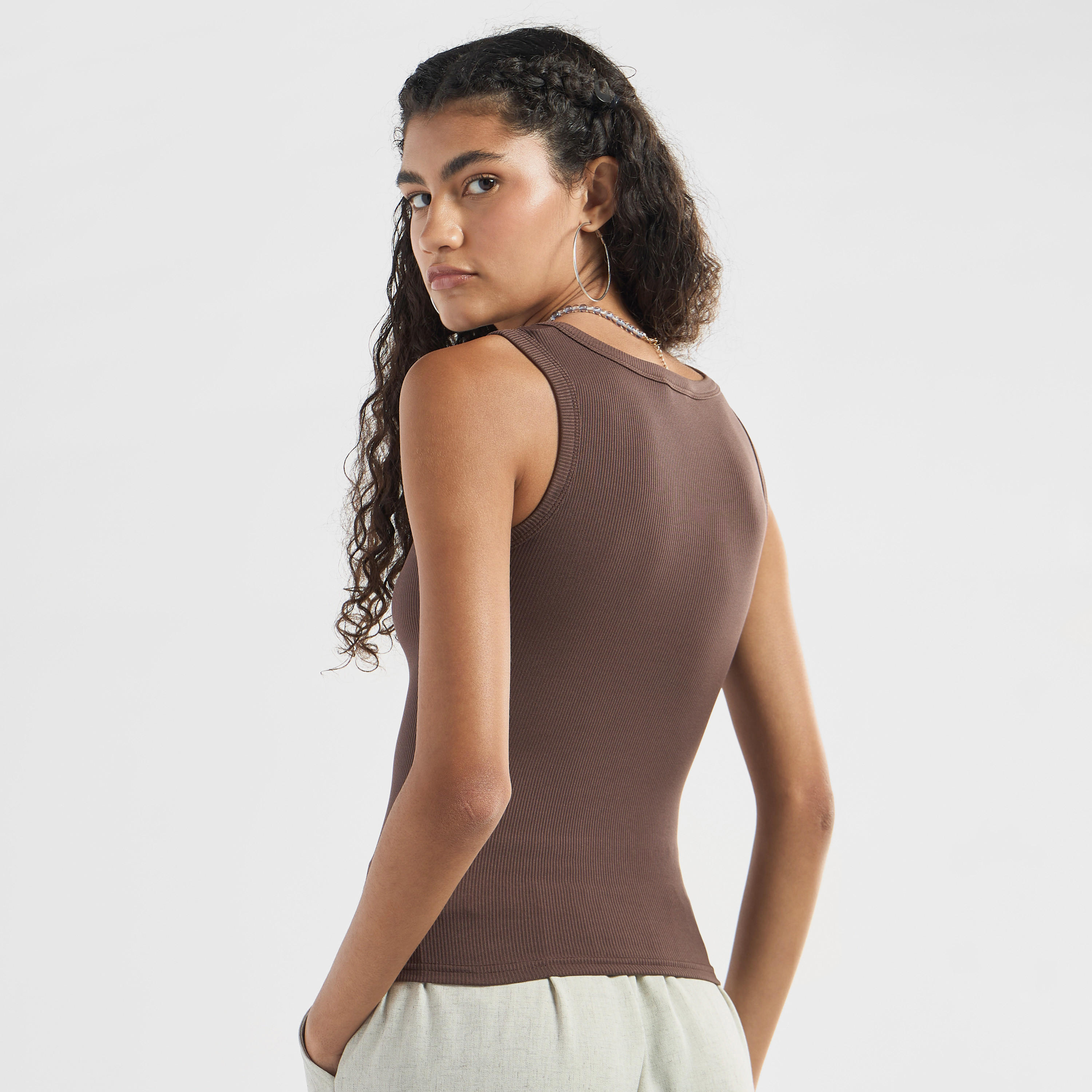 Ribbed Tank Top with Round Neck-women-clothing-tshirts-image-8