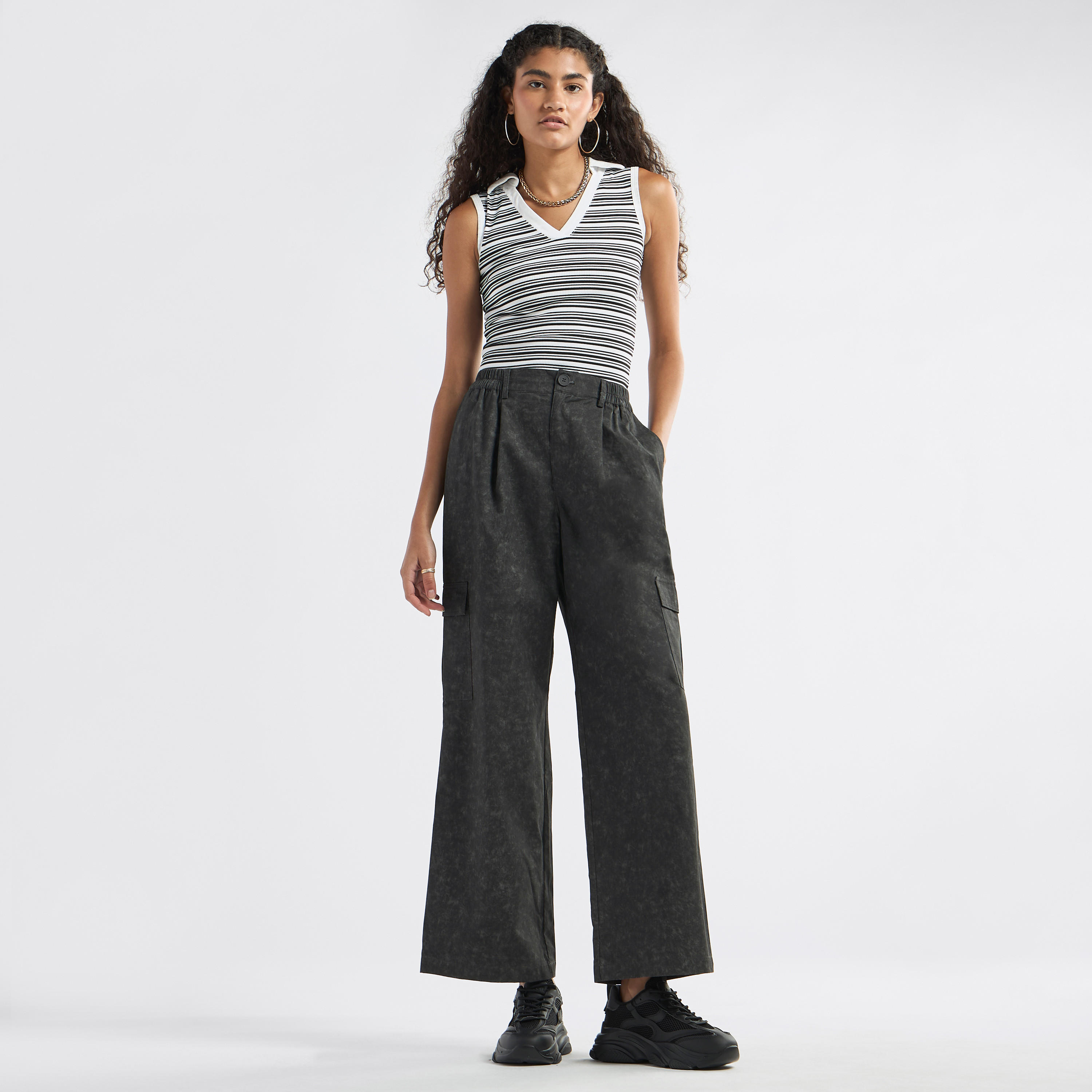 Striped Collared Sleeveless Top-women-clothing-tshirts-image-10