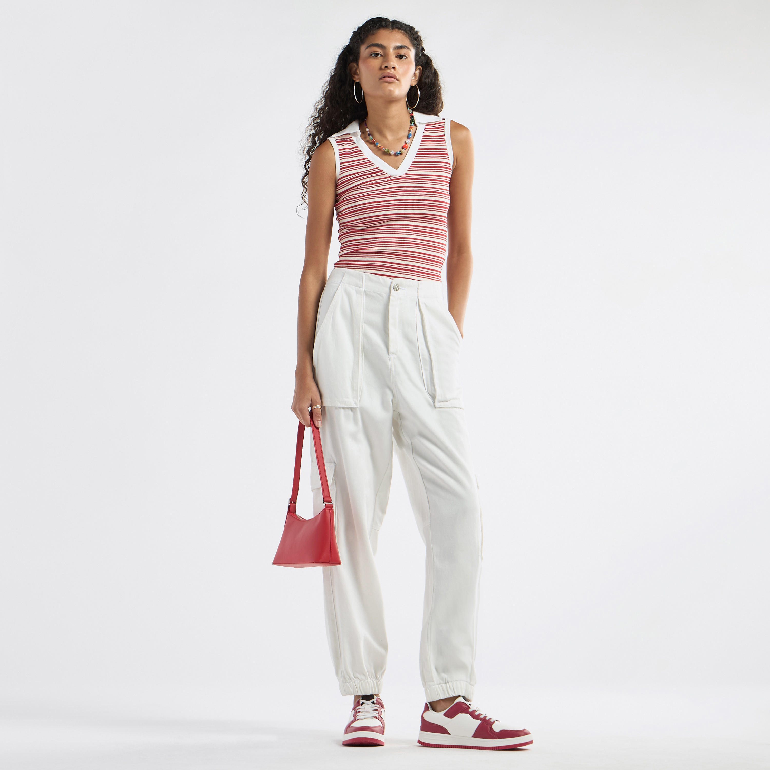 Striped Collared Sleeveless Top-women-clothing-tshirts-image-6