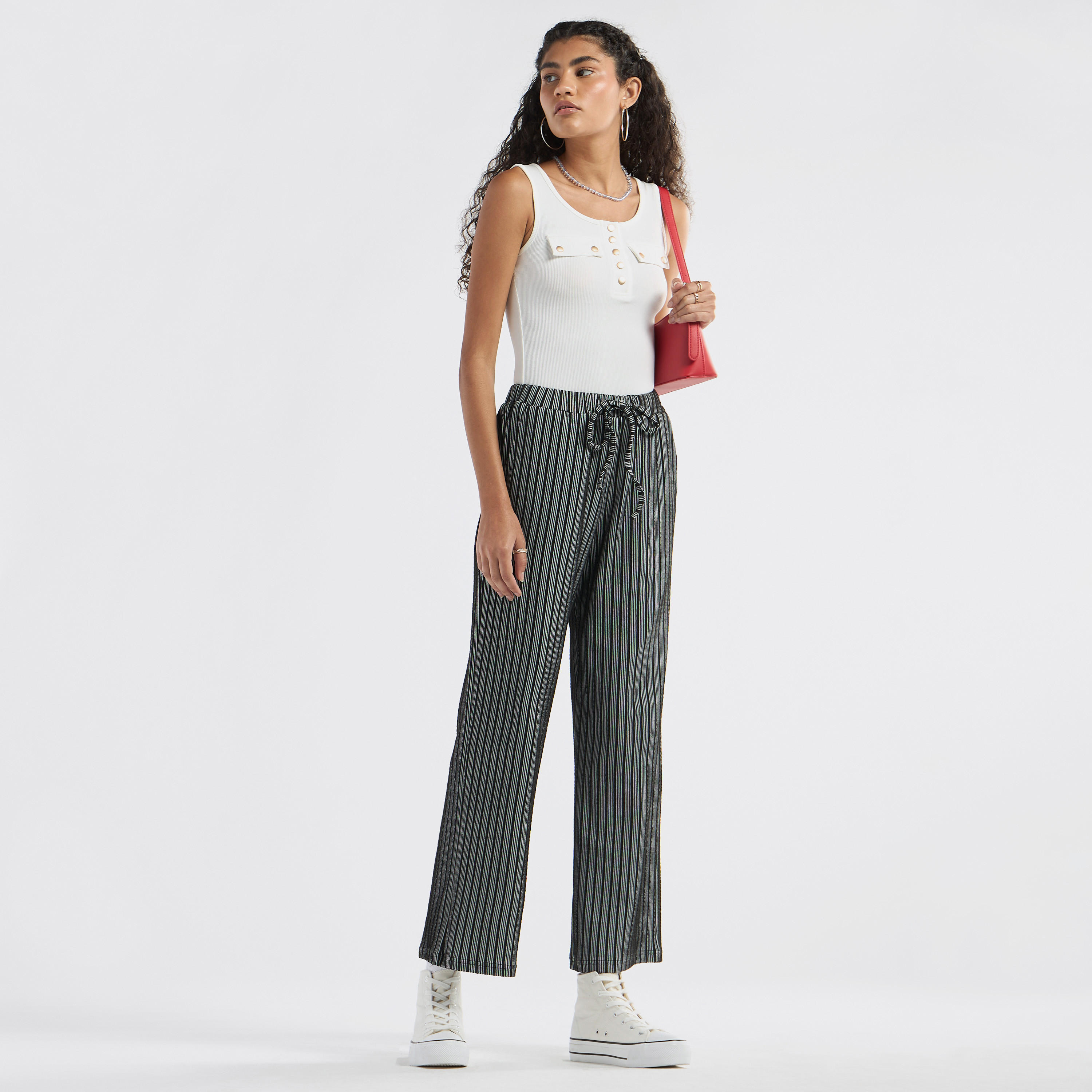 Ribbed Tank Top with Round Neck and Flap Detail-women-clothing-tshirts-image-6