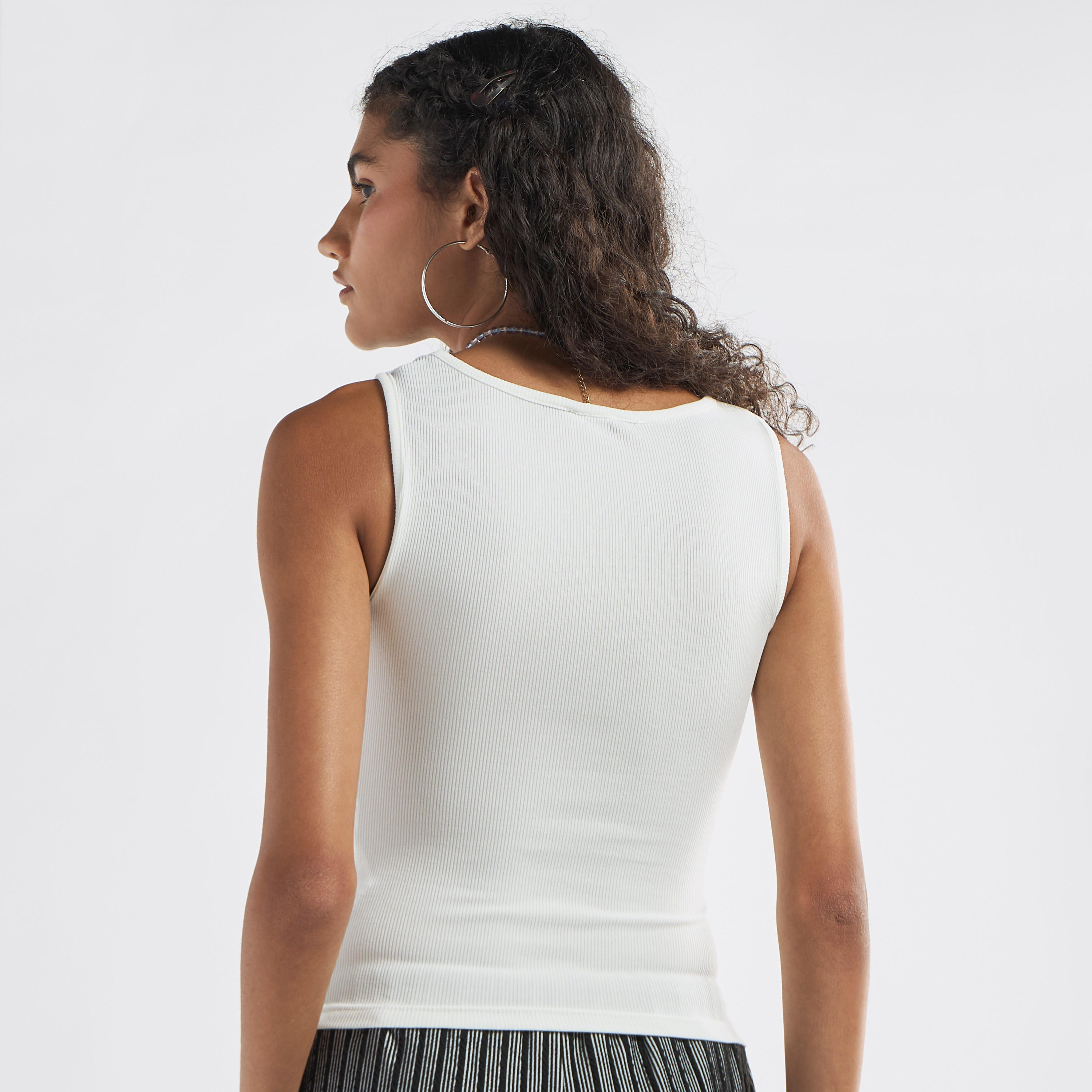 Ribbed Tank Top with Round Neck and Flap Detail-women-clothing-tshirts-image-7