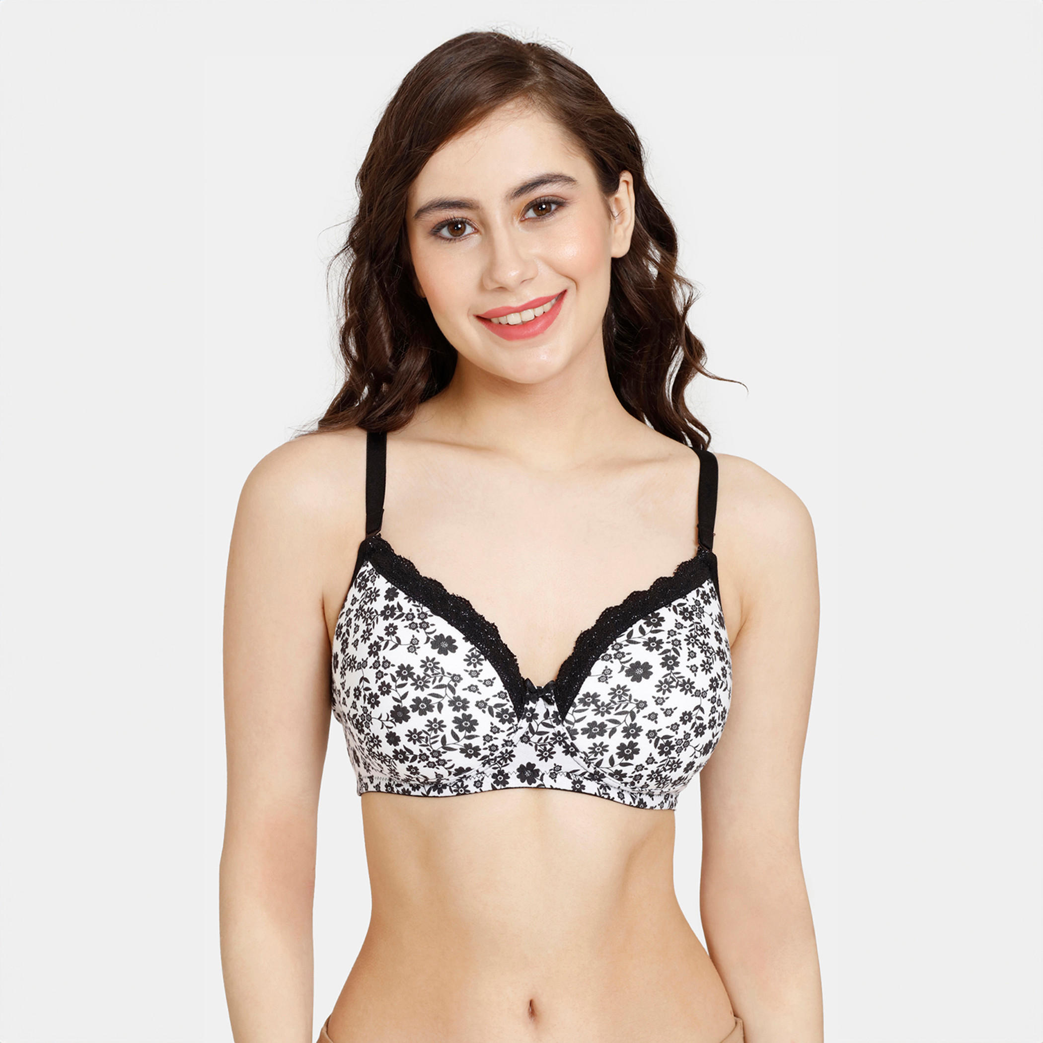 صدريّة بالكونيت بطبعات زهرية ومشبك إغلاق من زيفامي-women-clothing-lingerie-bras-image-1