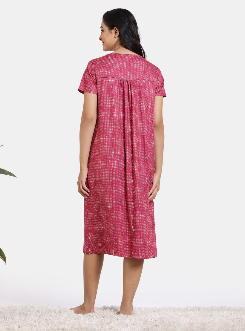فستان نوم مطبوع بأكمام قصيرة من زيفامي-women-clothing-nightwear-nighties-image-3