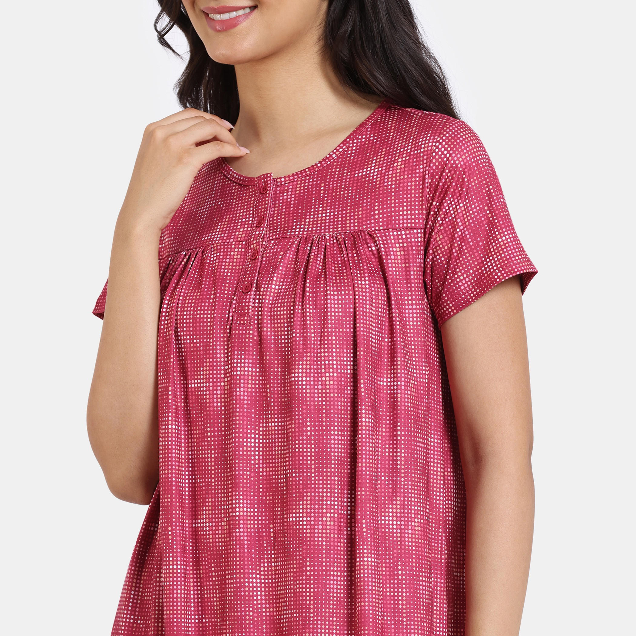 فستان نوم مطبوع بأكمام قصيرة من زيفامي-women-clothing-nightwear-nighties-image-5