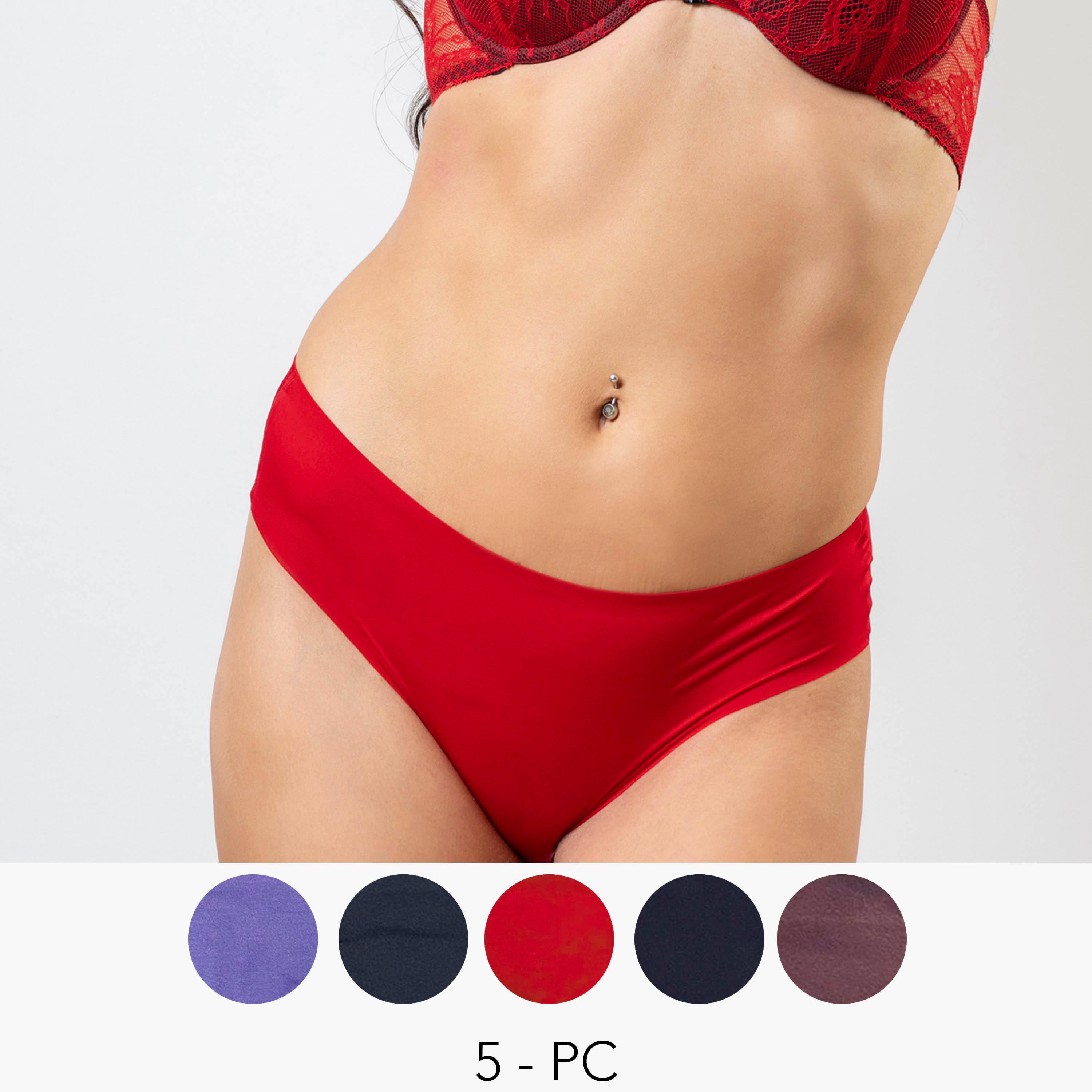 سراويل بكيني متنوعة بخصر مطاطي من آدارايا- طقم من 5 قطع-women-clothing-lingerie-panties-image-1