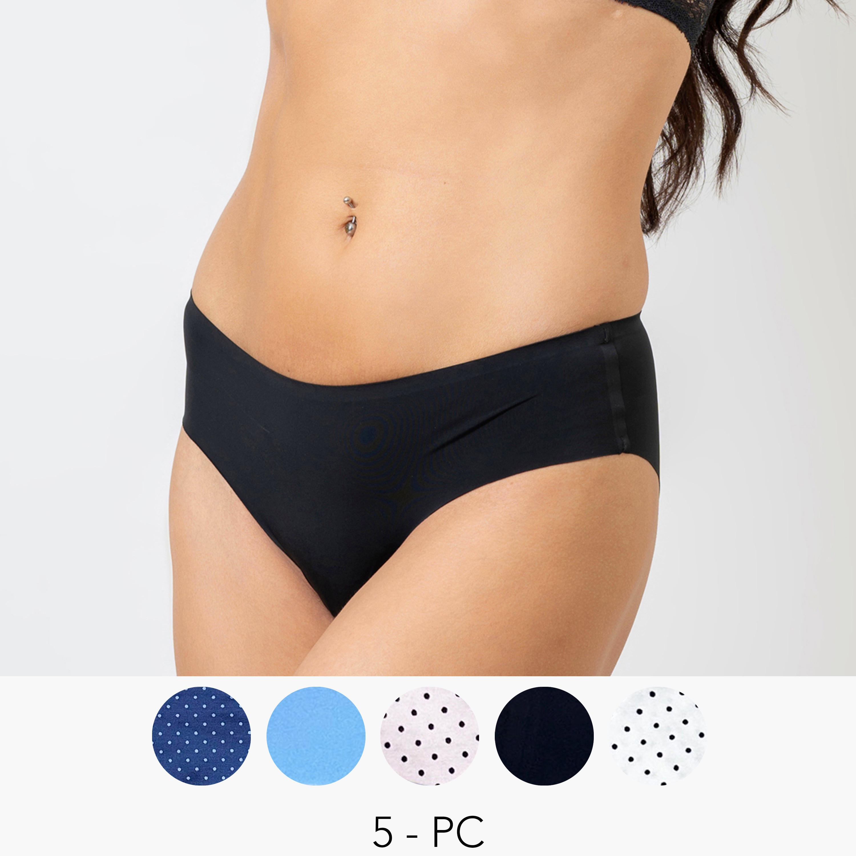 سراويل بكيني متنوعة بخصر مطاطي من آدارايا- طقم من 5 قطع-women-clothing-lingerie-panties-image-1