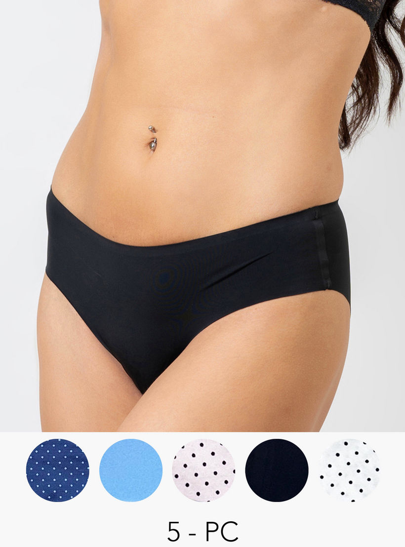 سراويل بكيني متنوعة بخصر مطاطي من آدارايا- طقم من 5 قطع-women-clothing-lingerie-panties-image-1
