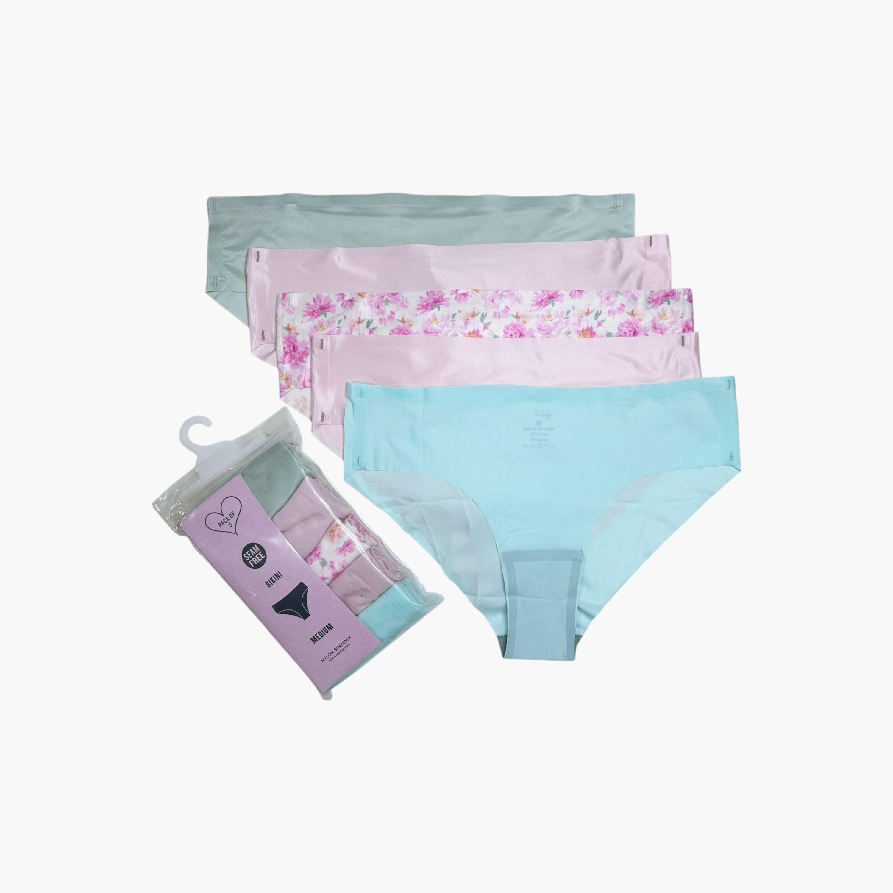 سراويل بكيني متنوعة بخصر مطاطي من آدارايا- طقم من 5 قطع-women-clothing-lingerie-panties-image-3