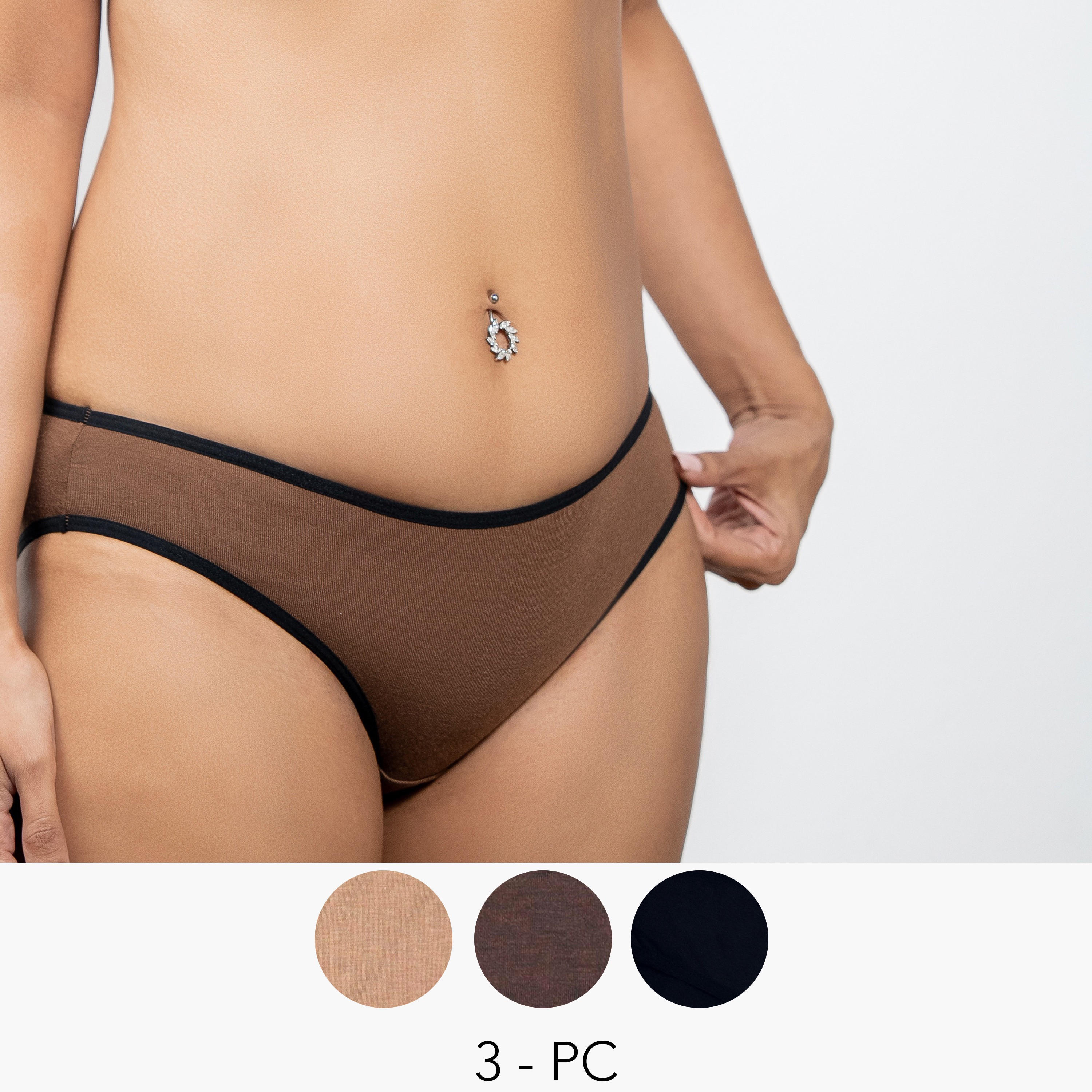 سراويل بكيني متنوعة بخصر مطاطي من آدارايا- طقم من 3 قطع-women-clothing-lingerie-panties-image-1