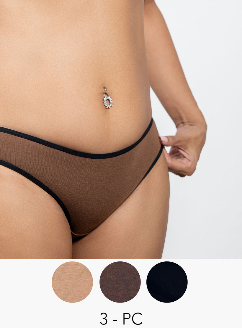 سراويل بكيني متنوعة بخصر مطاطي من آدارايا- طقم من 3 قطع-women-clothing-lingerie-panties-image-1