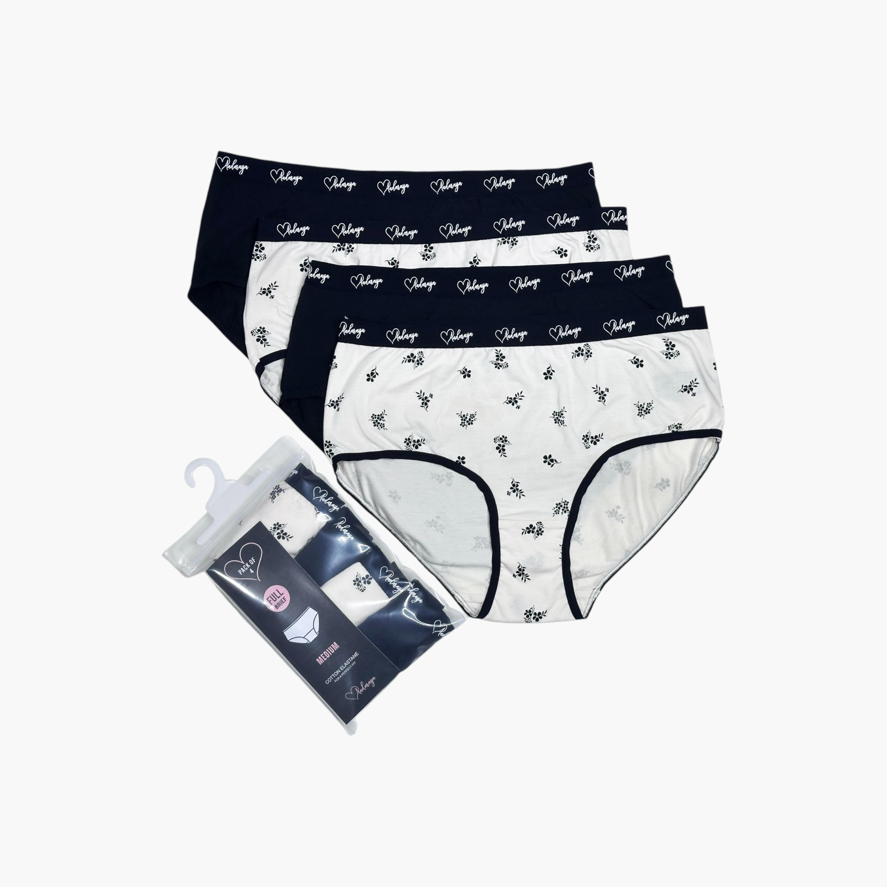 طقم سروال داخلي هيبستر بخصر مطاطي 4 قطع سادة من آدارايا-women-clothing-lingerie-panties-image-3