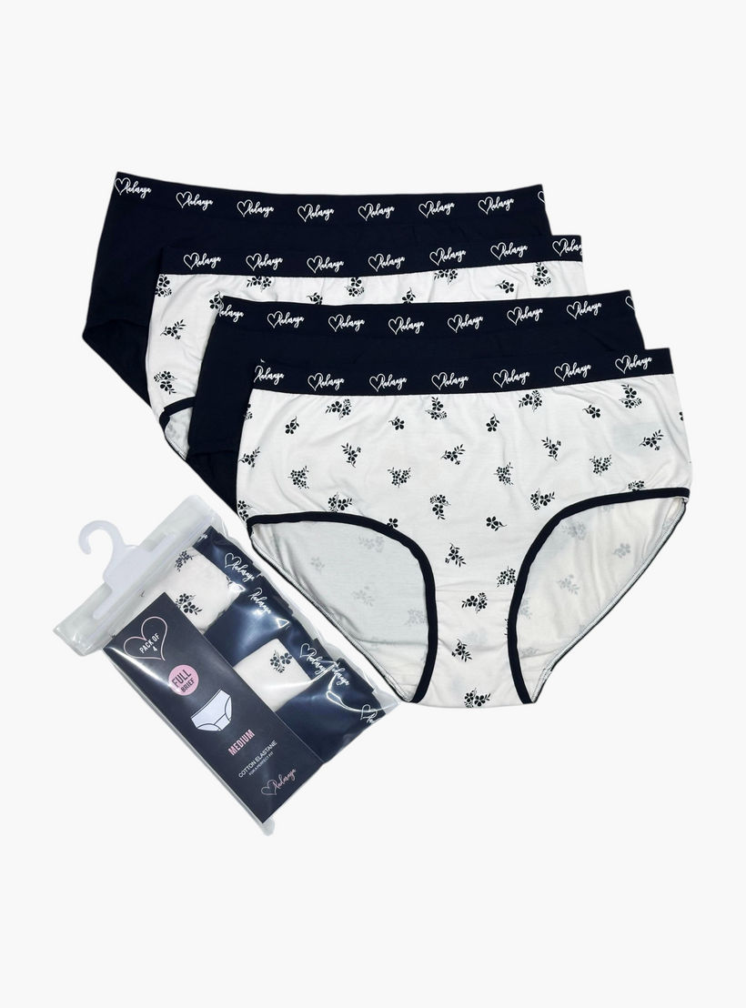 طقم سروال داخلي هيبستر بخصر مطاطي 4 قطع سادة من آدارايا-women-clothing-lingerie-panties-image-3
