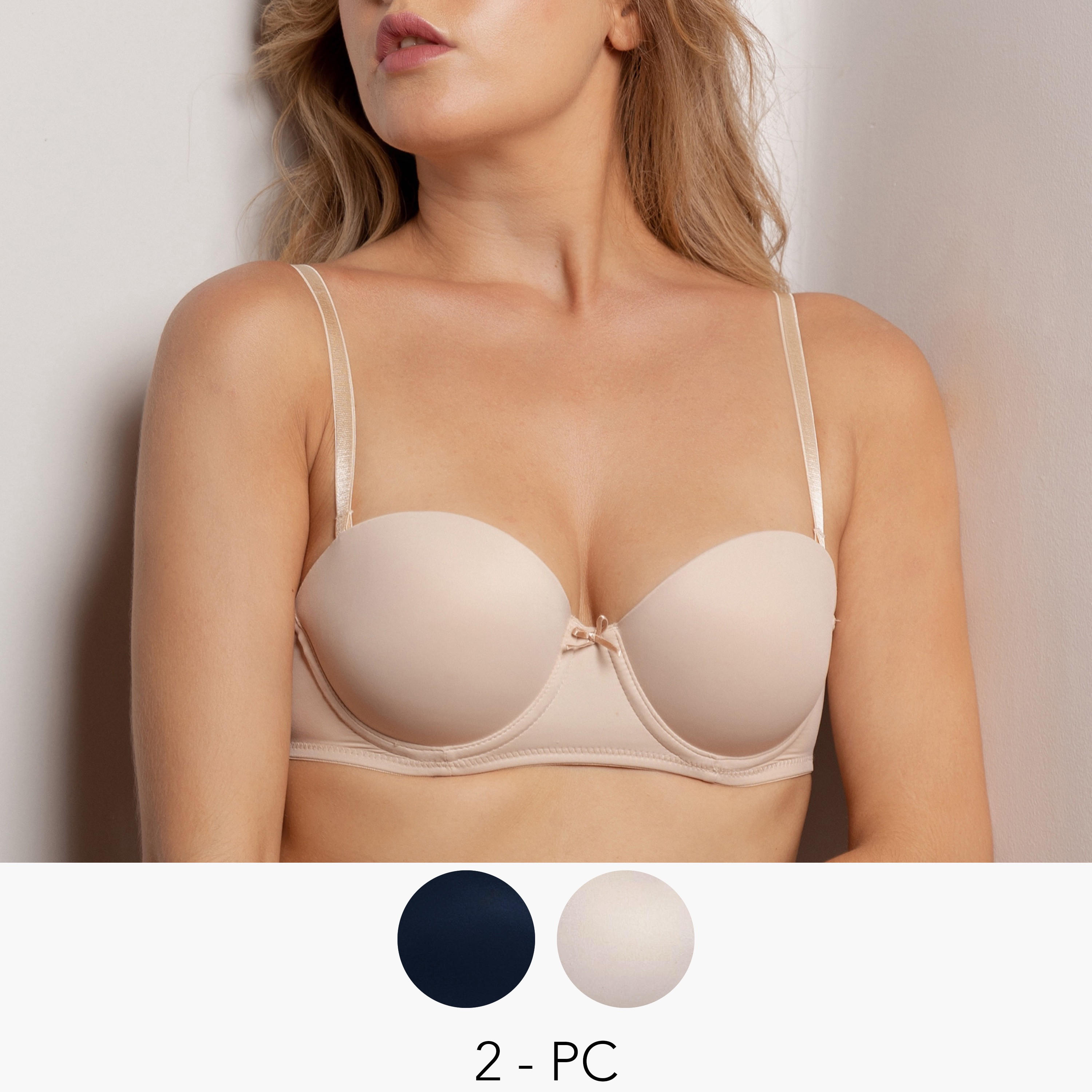 طقم صدريّة بالكونيت بِمشبك إغلاق قطعتين سادة من آدارايا-women-clothing-lingerie-bras-image-1