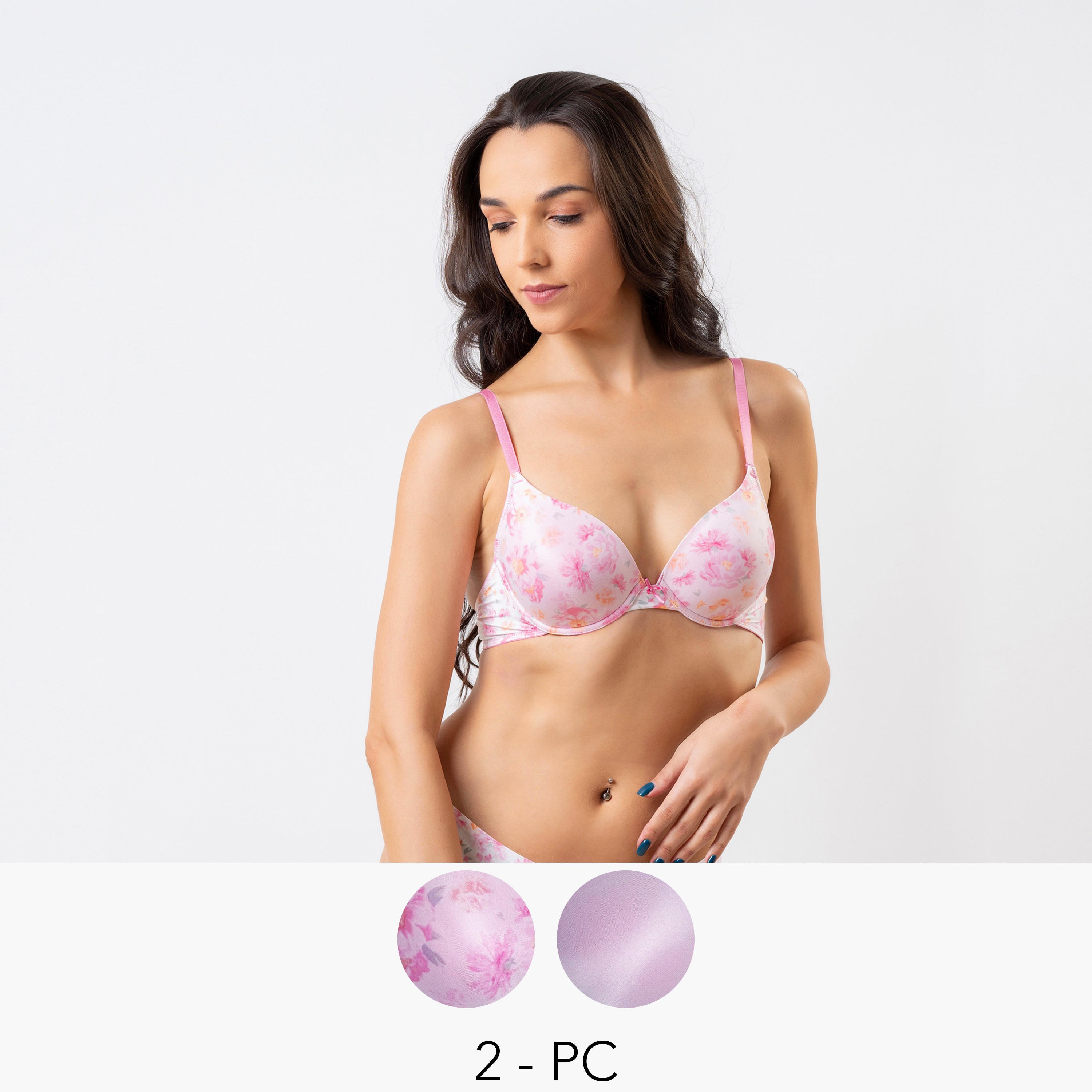 طقم صدريّة بلانج بِخطاف إغلاق من أدارايا - قطعتين متنوعتين-women-clothing-lingerie-bras-image-1