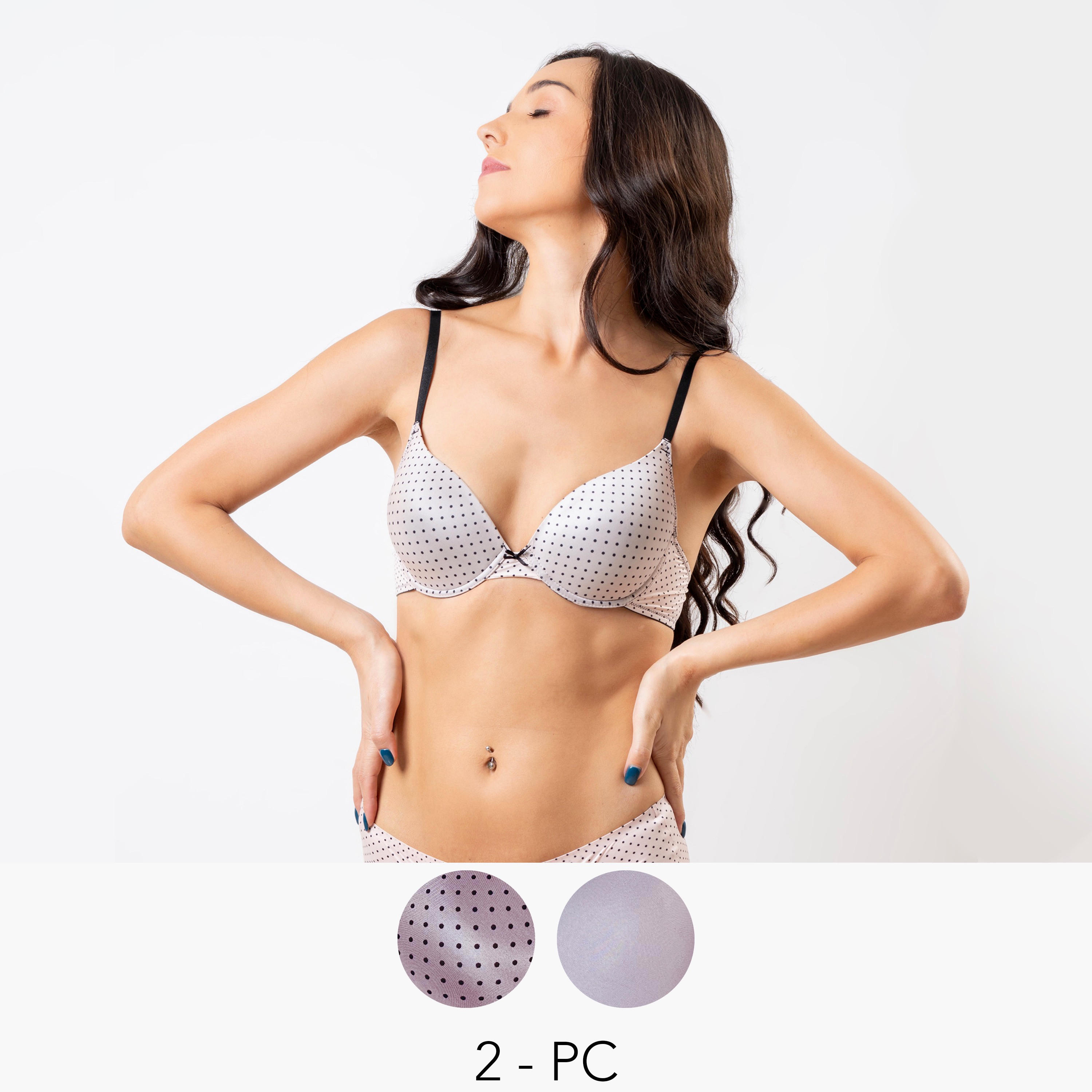طقم صدريّة بلانج بِخطاف إغلاق من أدارايا - قطعتين متنوعتين-women-clothing-lingerie-bras-image-1