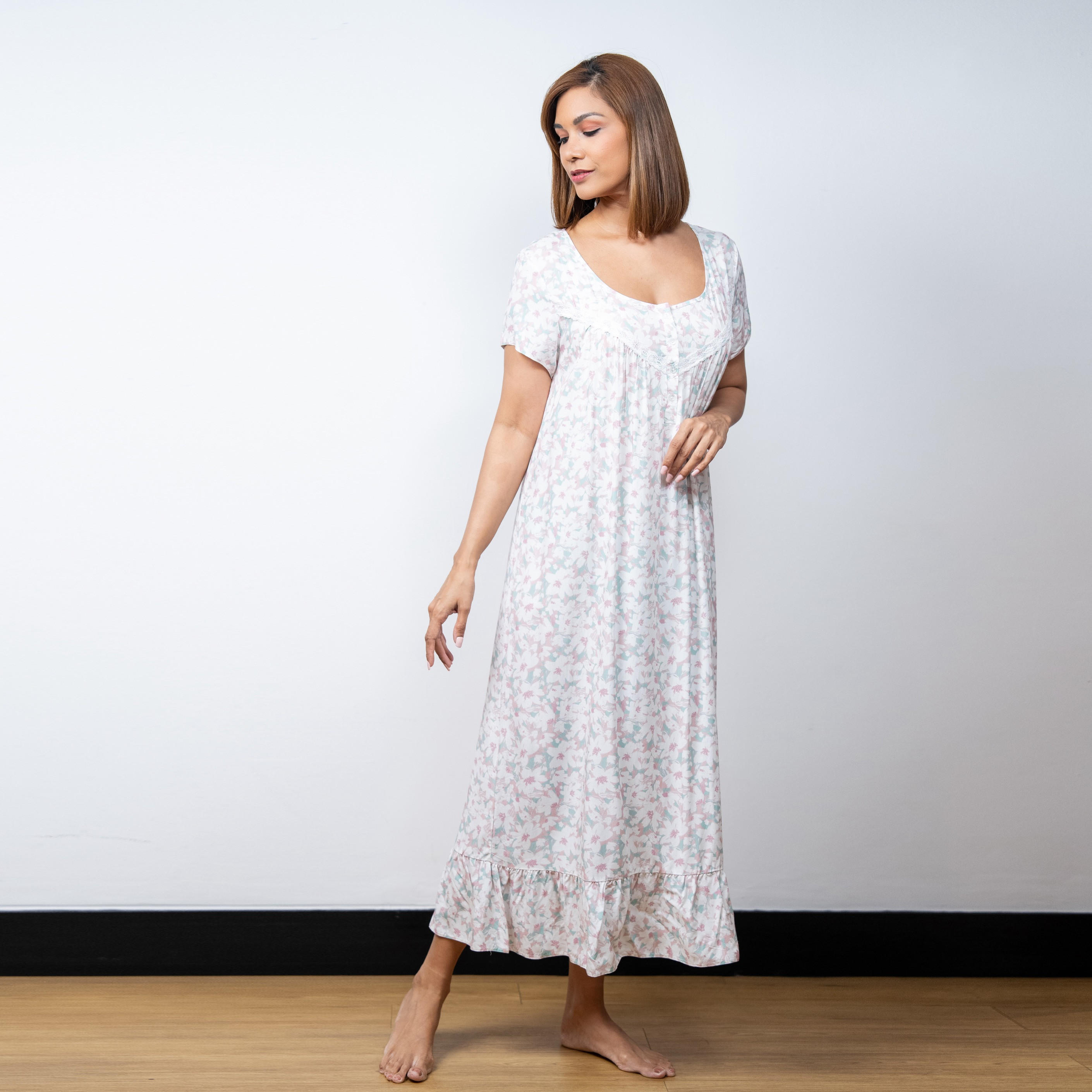 ثوب نوم رايون بأكمام قصيرة وطبعات من آدارايا-women-clothing-nightwear-nighties-image-1